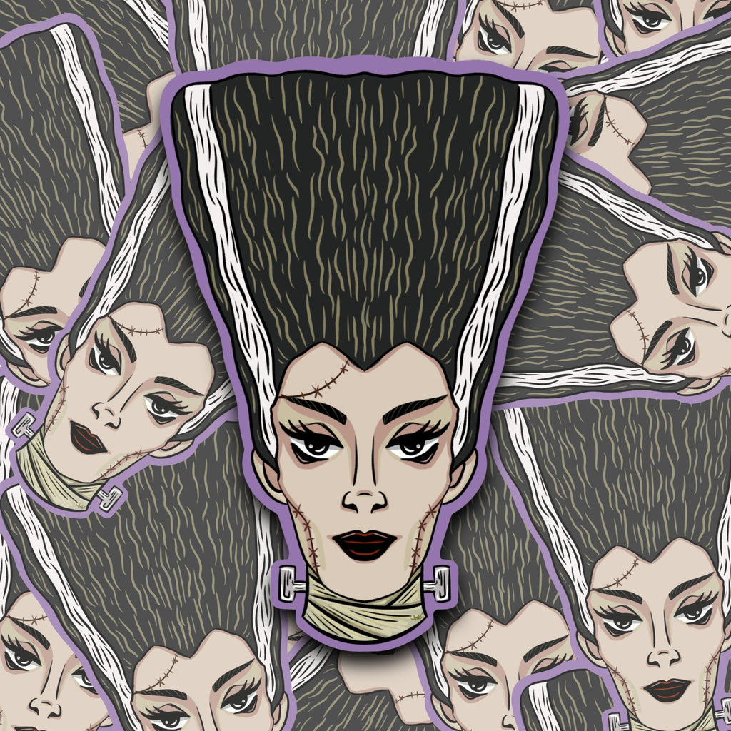 Monster's Bride Matte Sticker: Bride of Frankenstein Classic Monsters Halloween Vinyl Decal ST151
