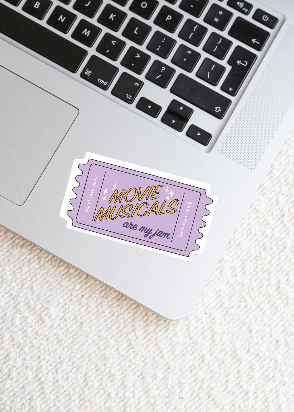 Movie Musicals Sticker Purple Ticket Stub for Musical Fans Purple Decal Computer Laptop Decor for Kindle Case Broadway Fan Gift Idea ST017