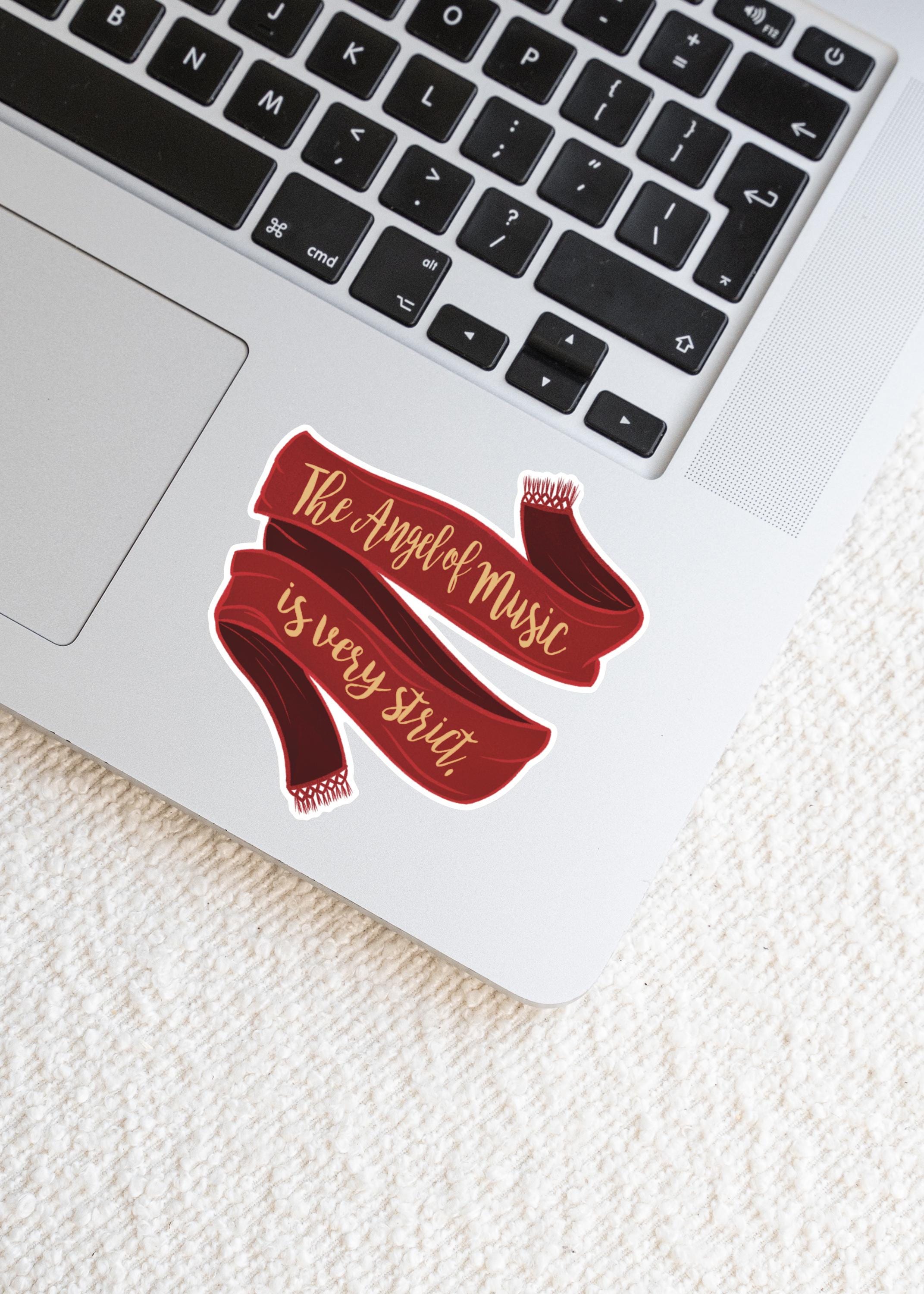 The Angel of Music is Very Strict Phantom of the Opera Musical Red Scarf Broadway Gothic Romance Vinyl Water-proof Sticker Decal ST028