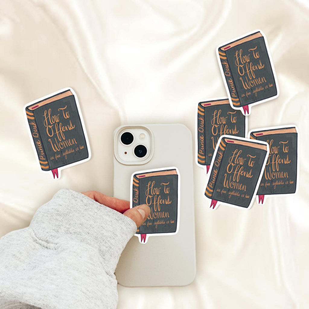 How To Offend Women Sticker Book Shaped Sticker Swan Princess Prince Derek Inspired Gift Idea for 90s Kids Kindle Case Tumbler Decal ST005
