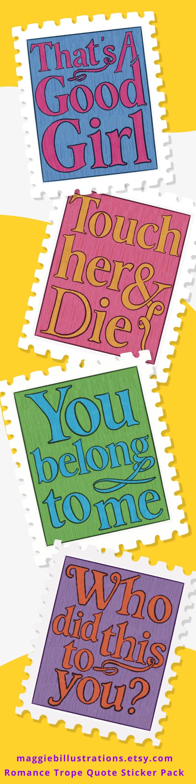 Romance Trope Quote Stamp Stickers: Book Lover Decal Pack