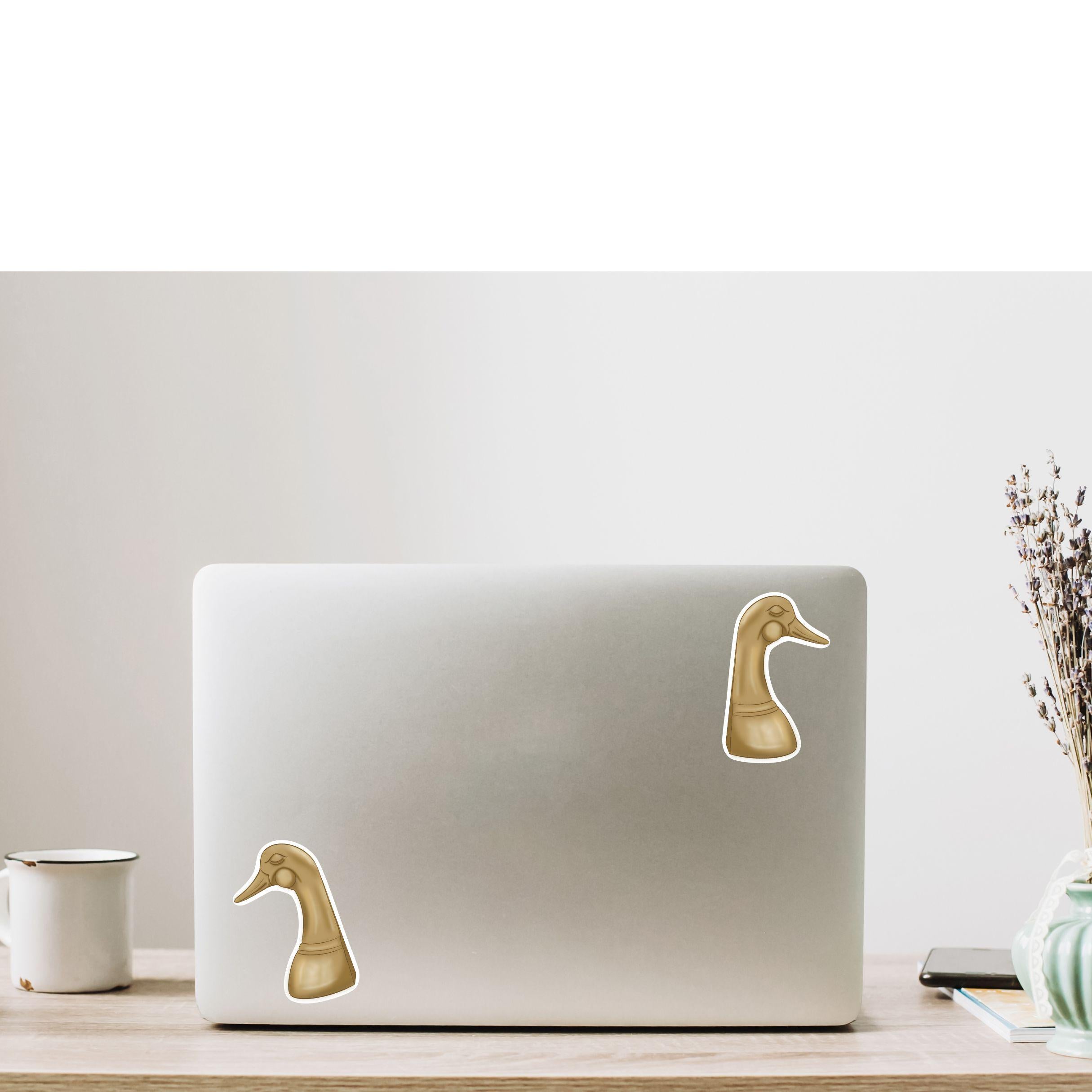 Brass Duck Book ends and Doorstop Illustration Waterproof Matte Vinyl Sticker L-ST053 R-ST054