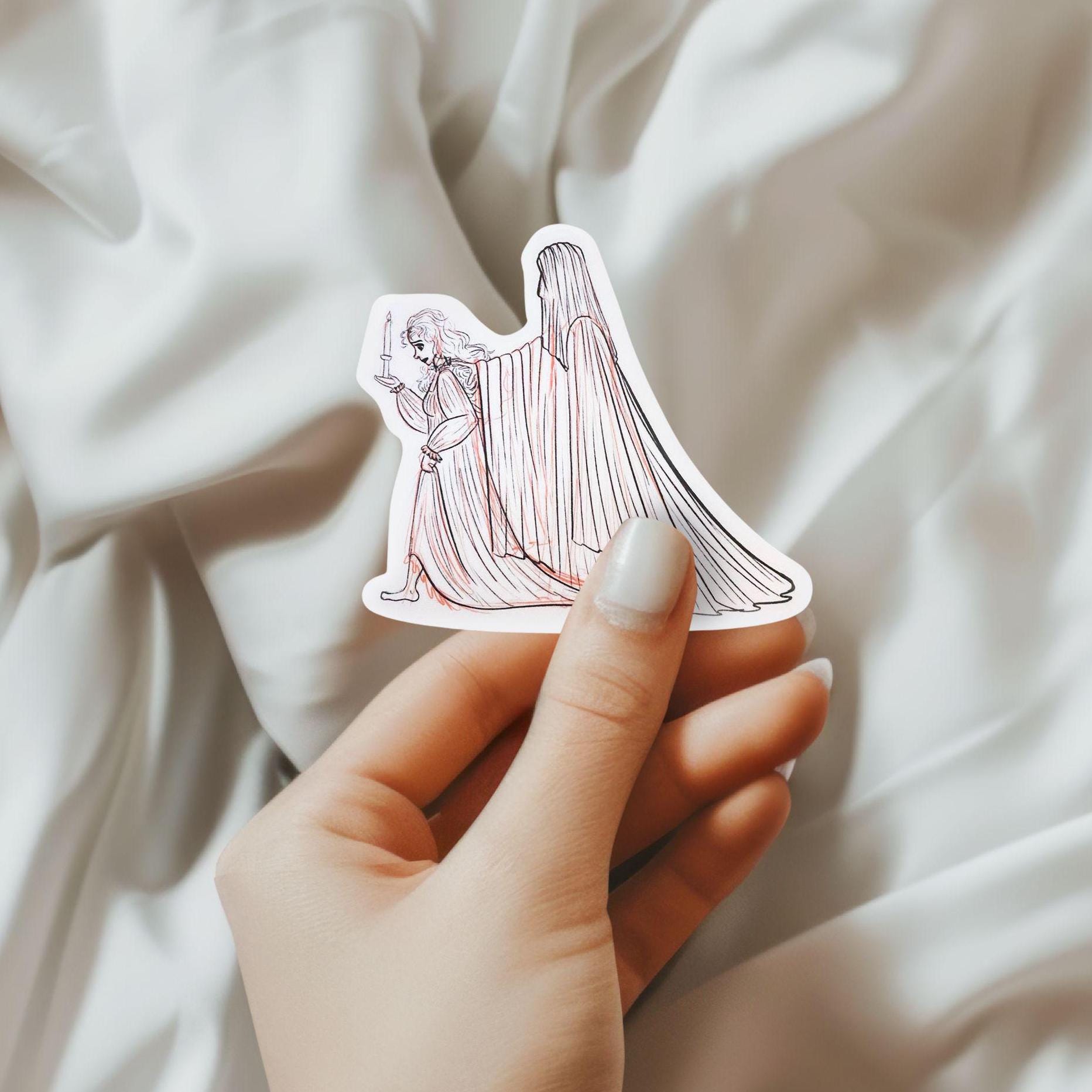 Paranormal Romance Sticker Gothic Ghost Couple Art The Guardian Original Characters Dark Academia Aesthetic Sticker Notebooks Laptop ST011