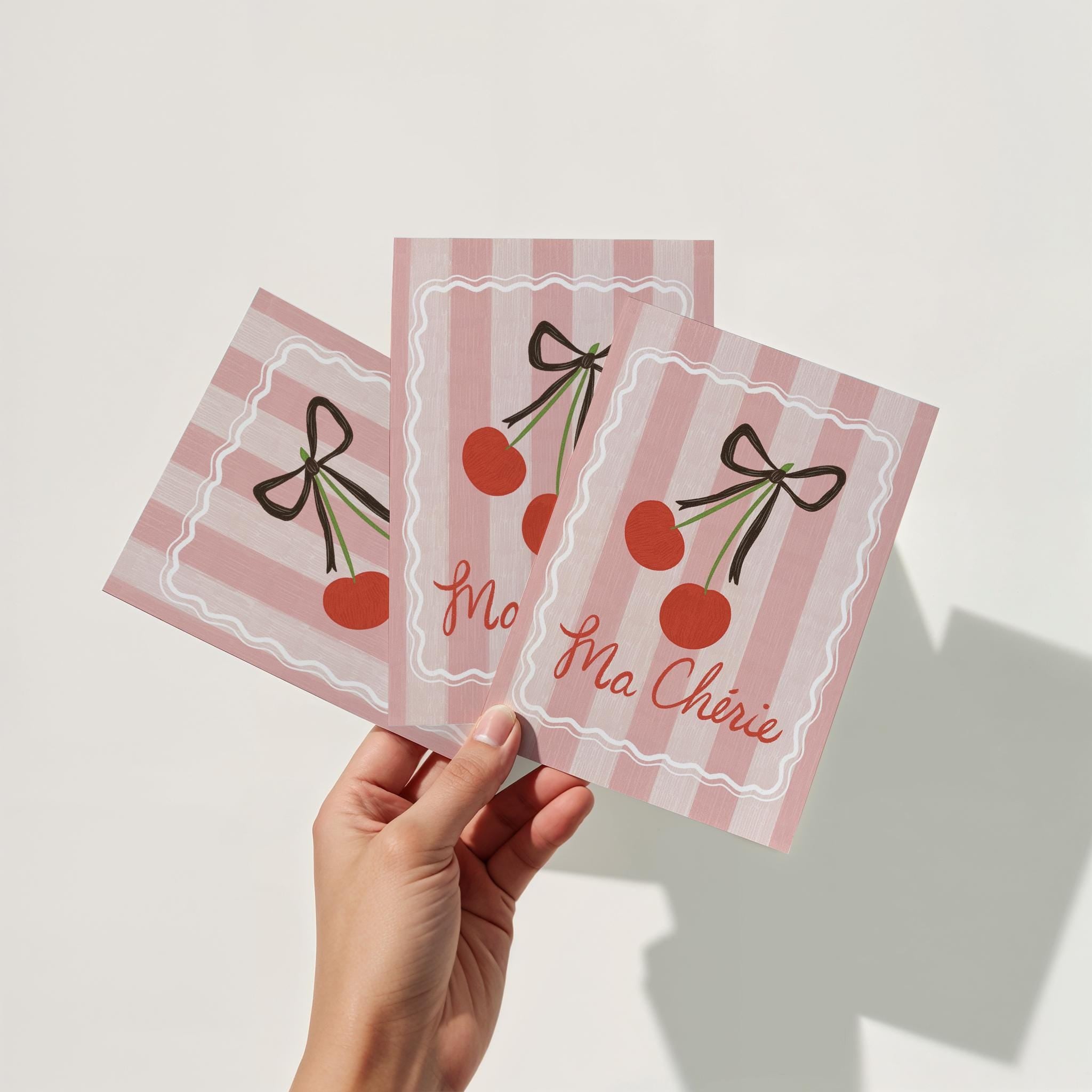 Cherry Art Print Digital Download Ma Cherie Charming Cherry Illustration Coquette Bow Gallery Wall Artwork Retro French Cottage Aesthetic