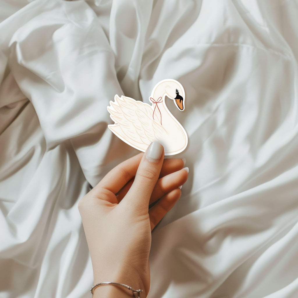 Coquette Swan Sticker Decal for Kindle Case Laptop Cover Decor Gift Idea for Best Friend Waterproof Sticker Feminine Whimsy Bird Art ST122