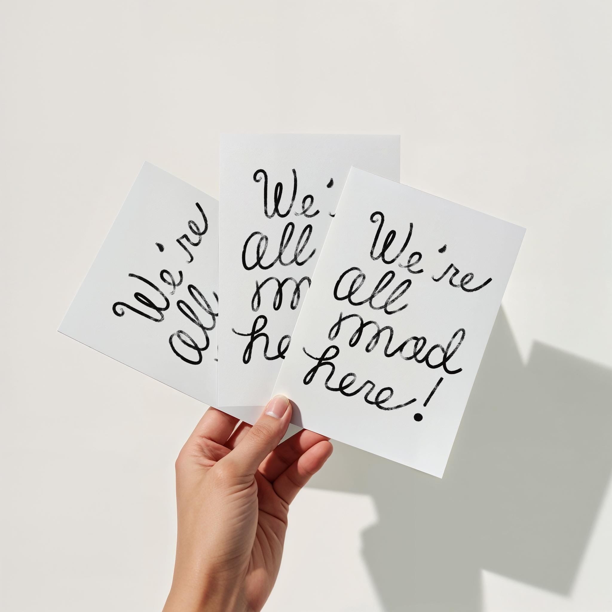 Were All Mad Here Art Print Alice in Wonderland Quote Gallery Wall Decor Whimsical Hand Lettered Artwork Gothic Fairy Tale Aesthetic Poster