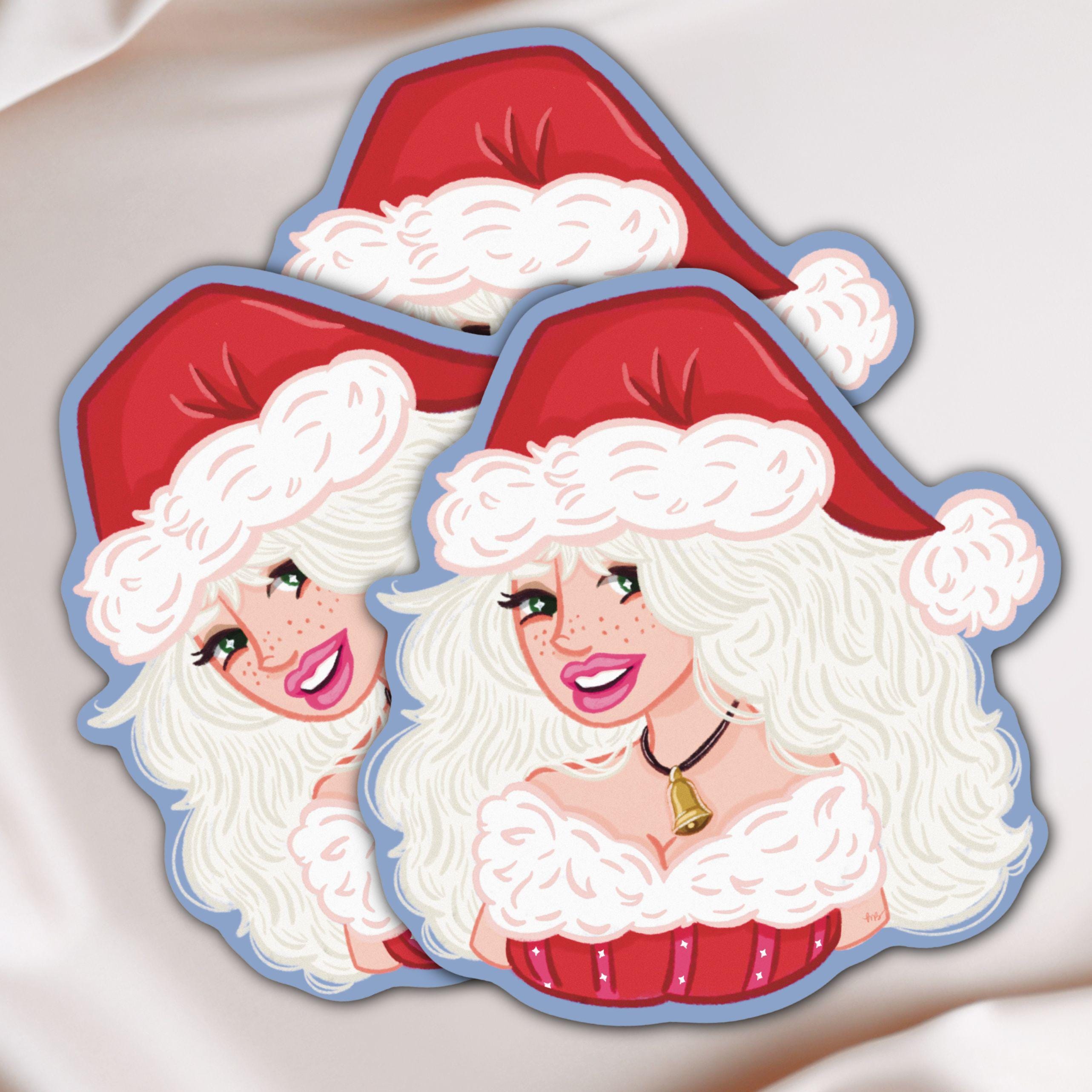 Santa Baby Christmas Pin-Up Girl Sticker | Holiday Illustration | Retro Holiday Aesthetic | Feminine Festive Vinyl Decal