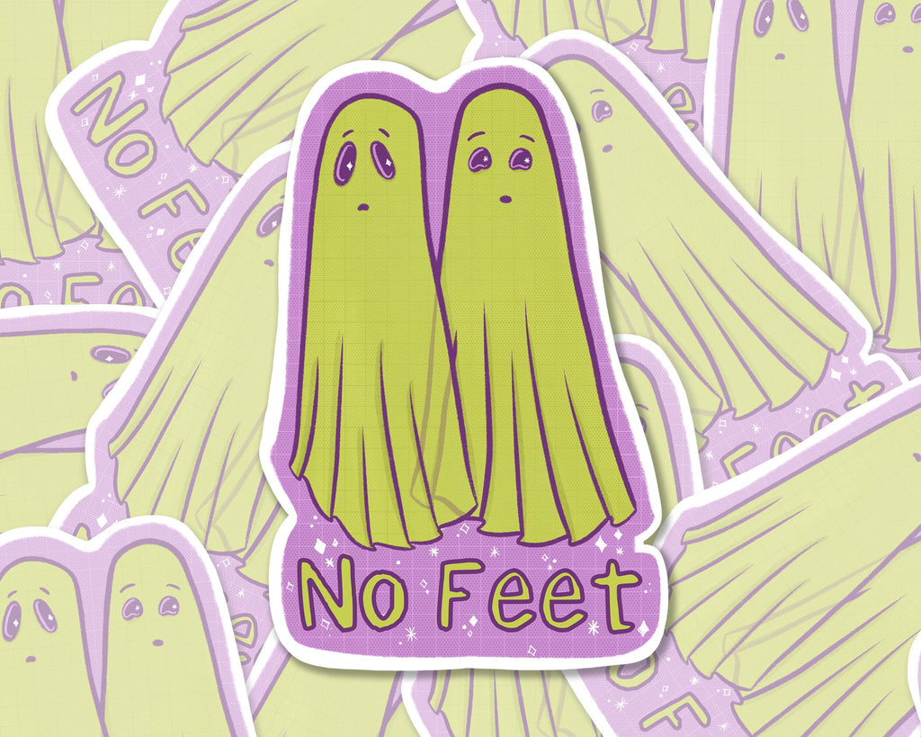 No Feet Ghost Sticker Beetlejuice Inspired Matte Vinyl Decal for Laptop Water Bottle or Journal Funny Spooky Quote for Horror Fans ST020