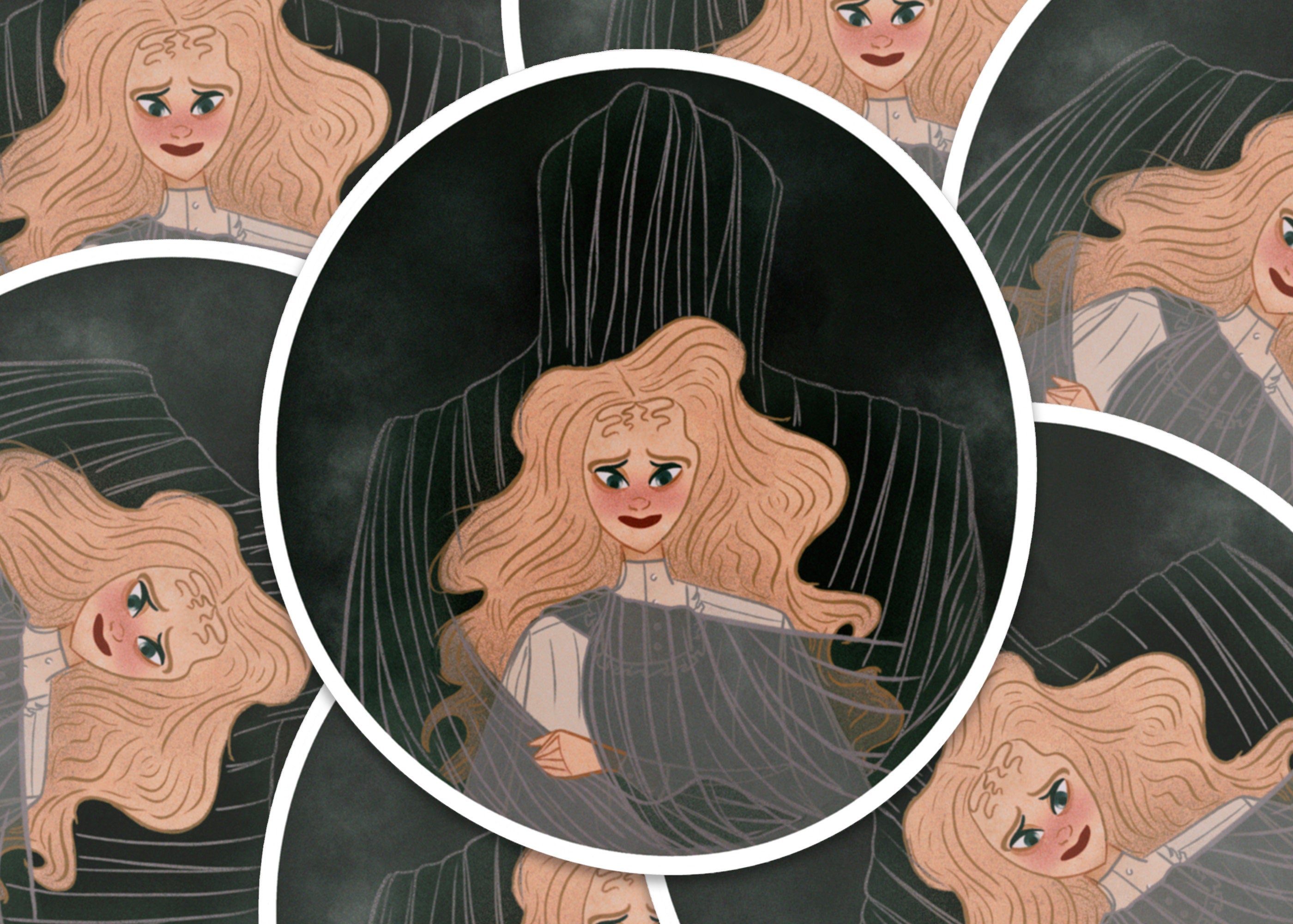 Victorian Ghost Lady Sticker: Illustrated Paranormal Romance Waterproof Matte Vinyl Decal ST023