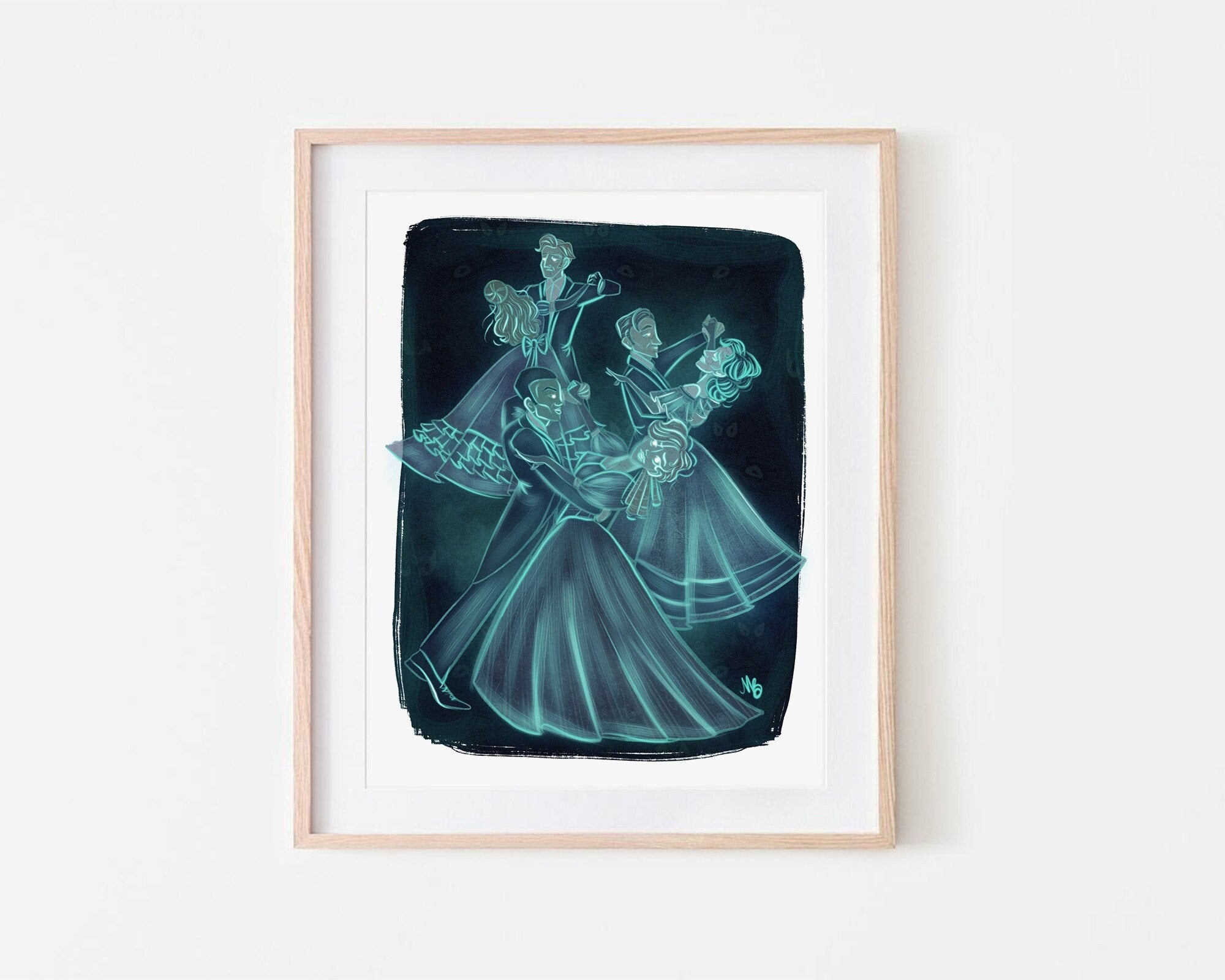 Ghosts Dancing Art Print for Spooky Home Gallery Wall Decor Gift Idea for Haunted Mansion Fan Paranormal Home Decor Illustration Artwork