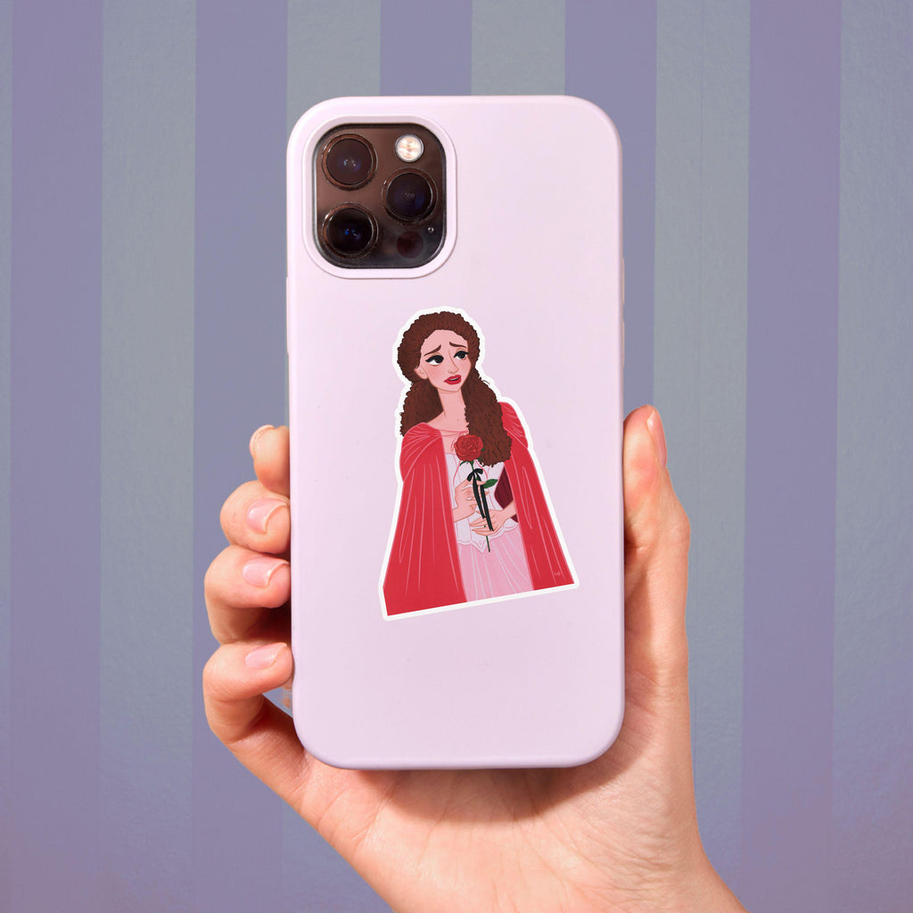 Rooftop Christine With a Rose Phantom of the Opera Daae Romance Musical Victorian Main Female Heroine Vinyl Water-proof Sticker Decal ST040