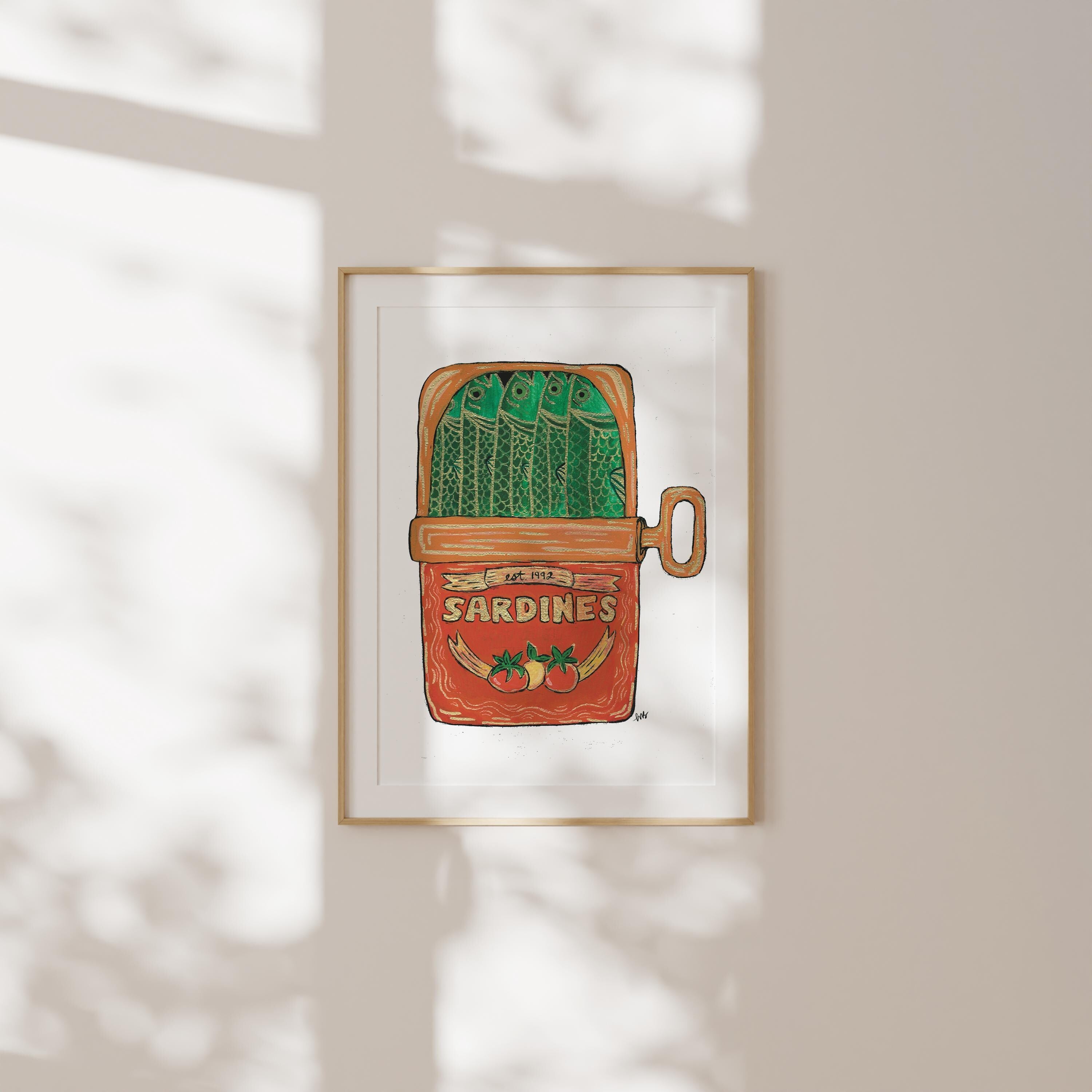 Sardines Tin Instant Download Artwork For Gallery Wall Print Kitchen Home Decor Printable Art for Electric Aesthetic Apartment Decoration