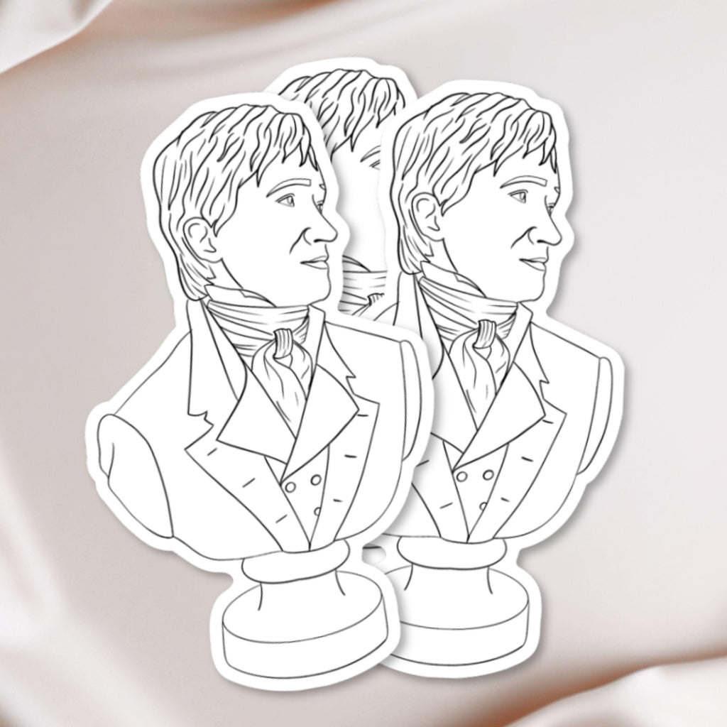 Mr. Darcy Bust Sticker Pride and Prejudice Reader Gift Idea Bookish Lover Kindle Case Sticker for Jane Austen Fan Bookish Friend Gift ST079