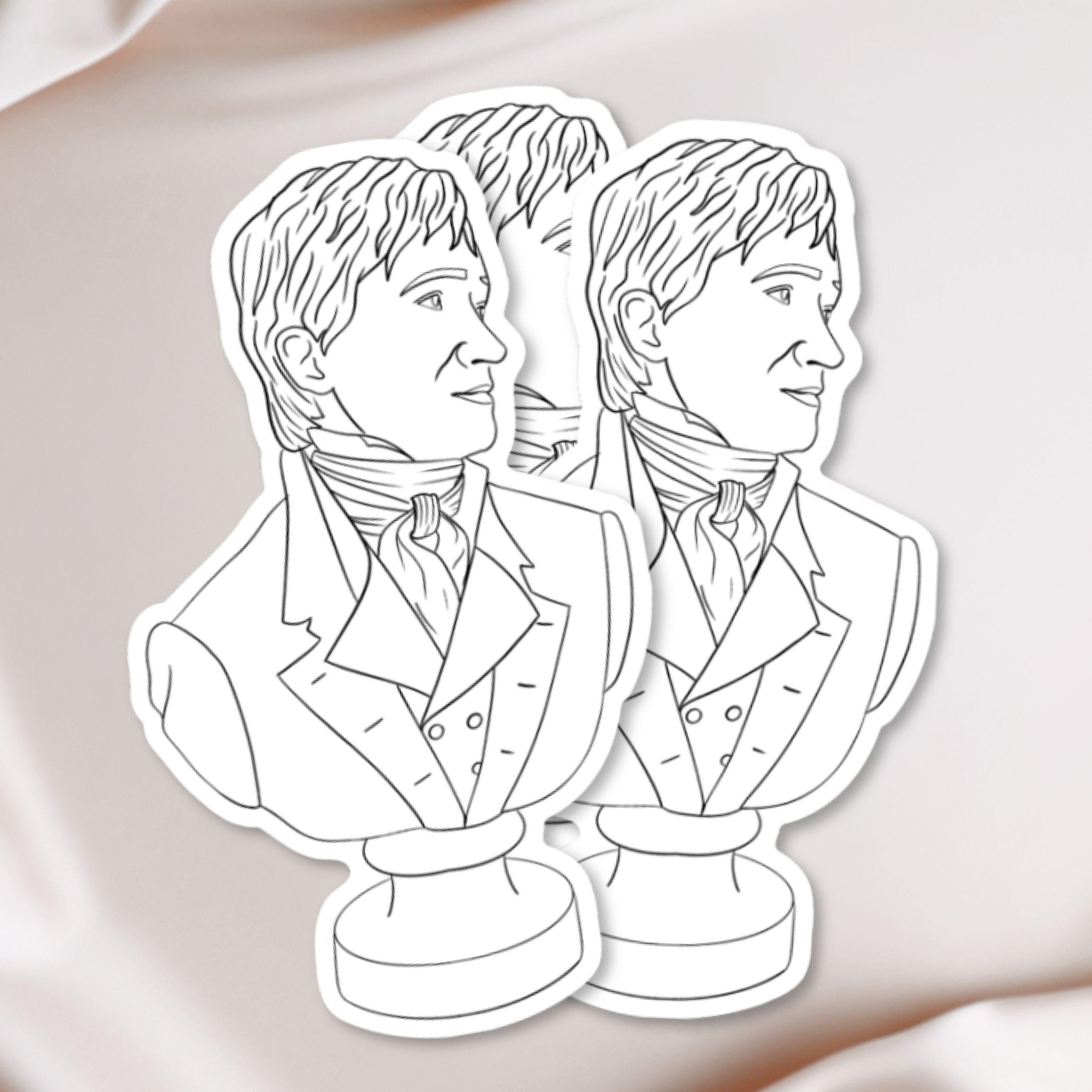 Mr. Darcy Bust Sticker Pride and Prejudice Reader Gift Idea Bookish Lover Kindle Case Sticker for Jane Austen Fan Bookish Friend Gift ST079