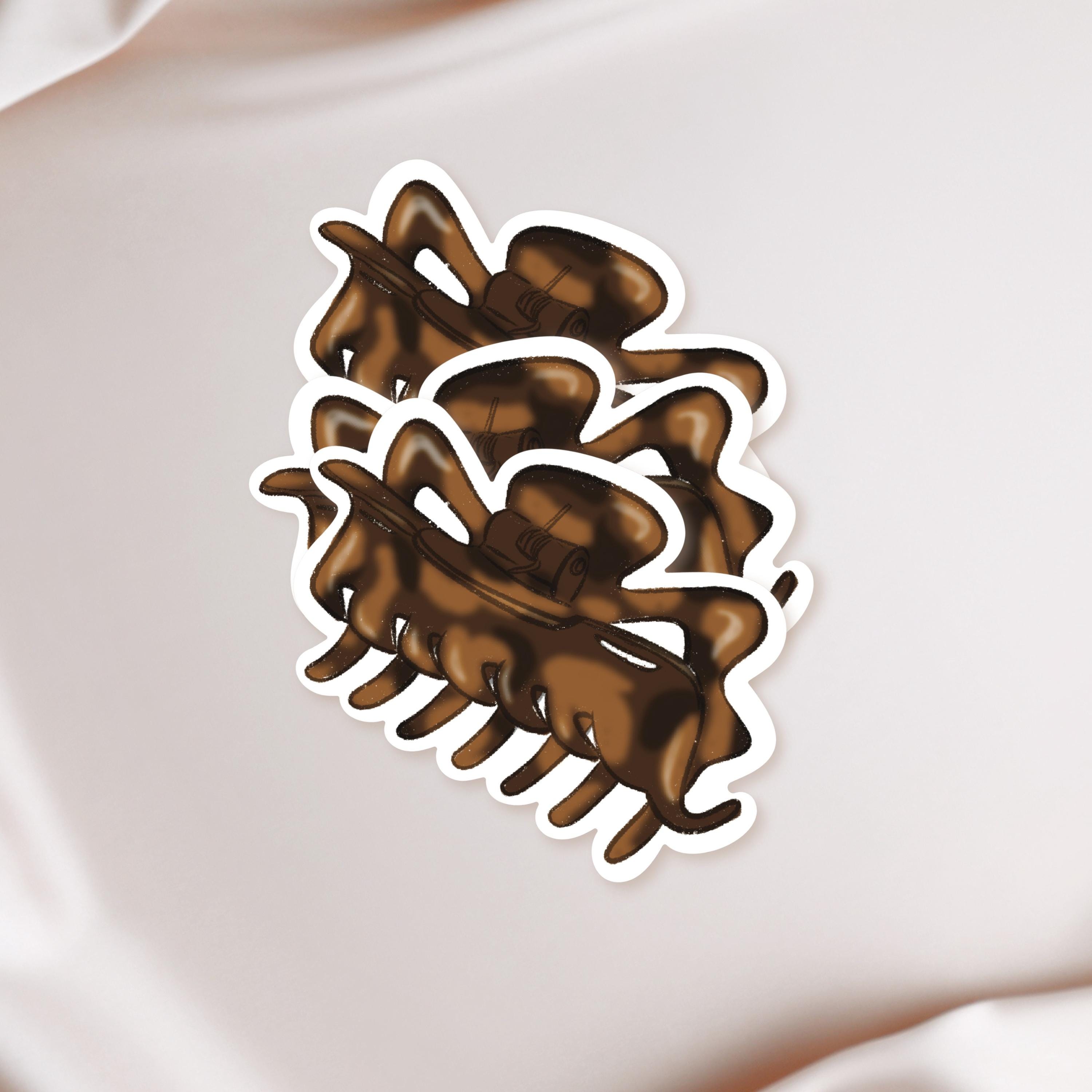 Tortoise Shell Hair Claw Clip Sticker Chic Minimalist Vinyl Decal Luxury Aesthetic Laptop Kindle Decor Fashion Icon Old Money Style ST123