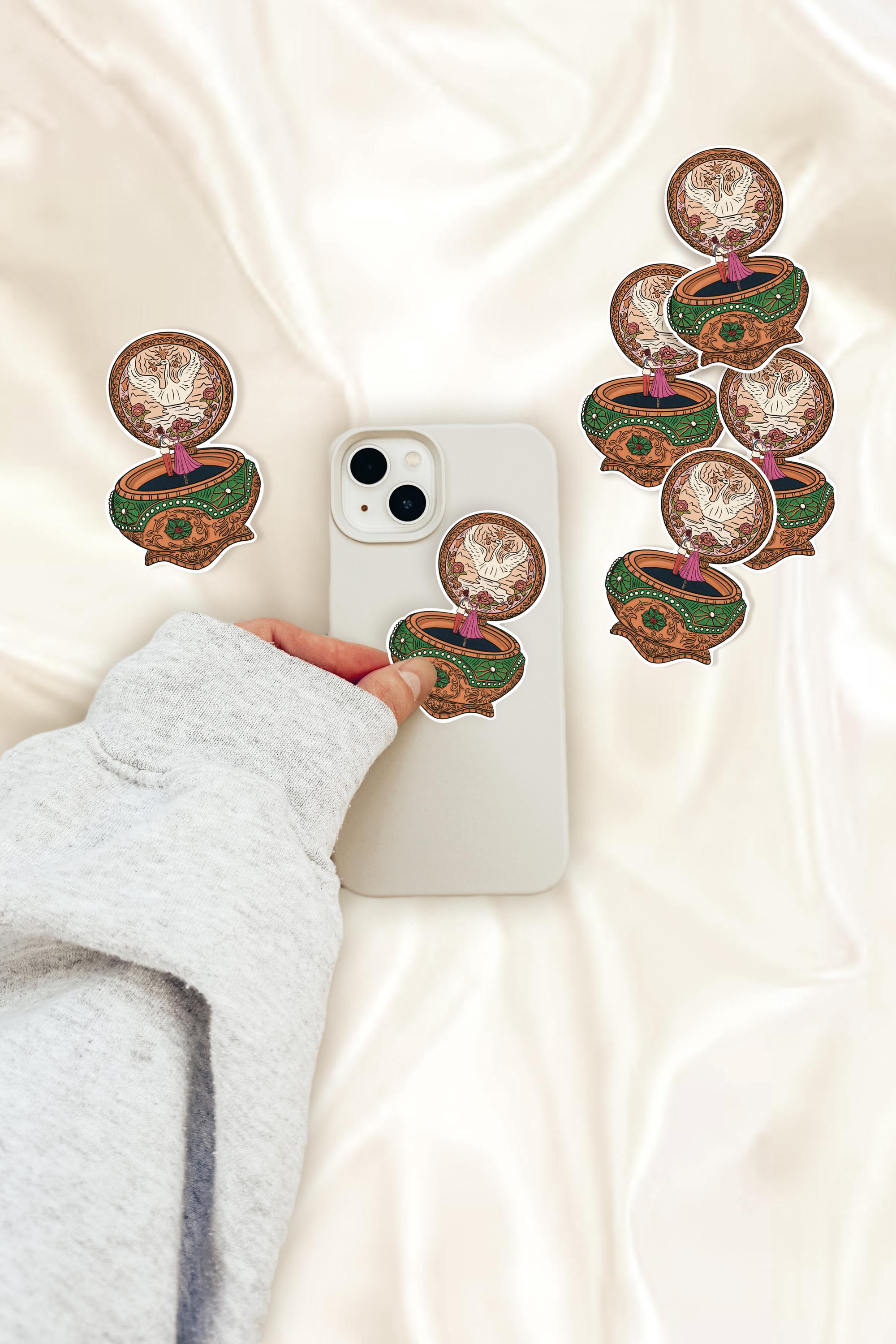 Anastasia Music Box Sticker Illustration Inspired by Together In Paris Music Box Gift for 90s Kids Waterproof Sticker for Kindle Case ST037