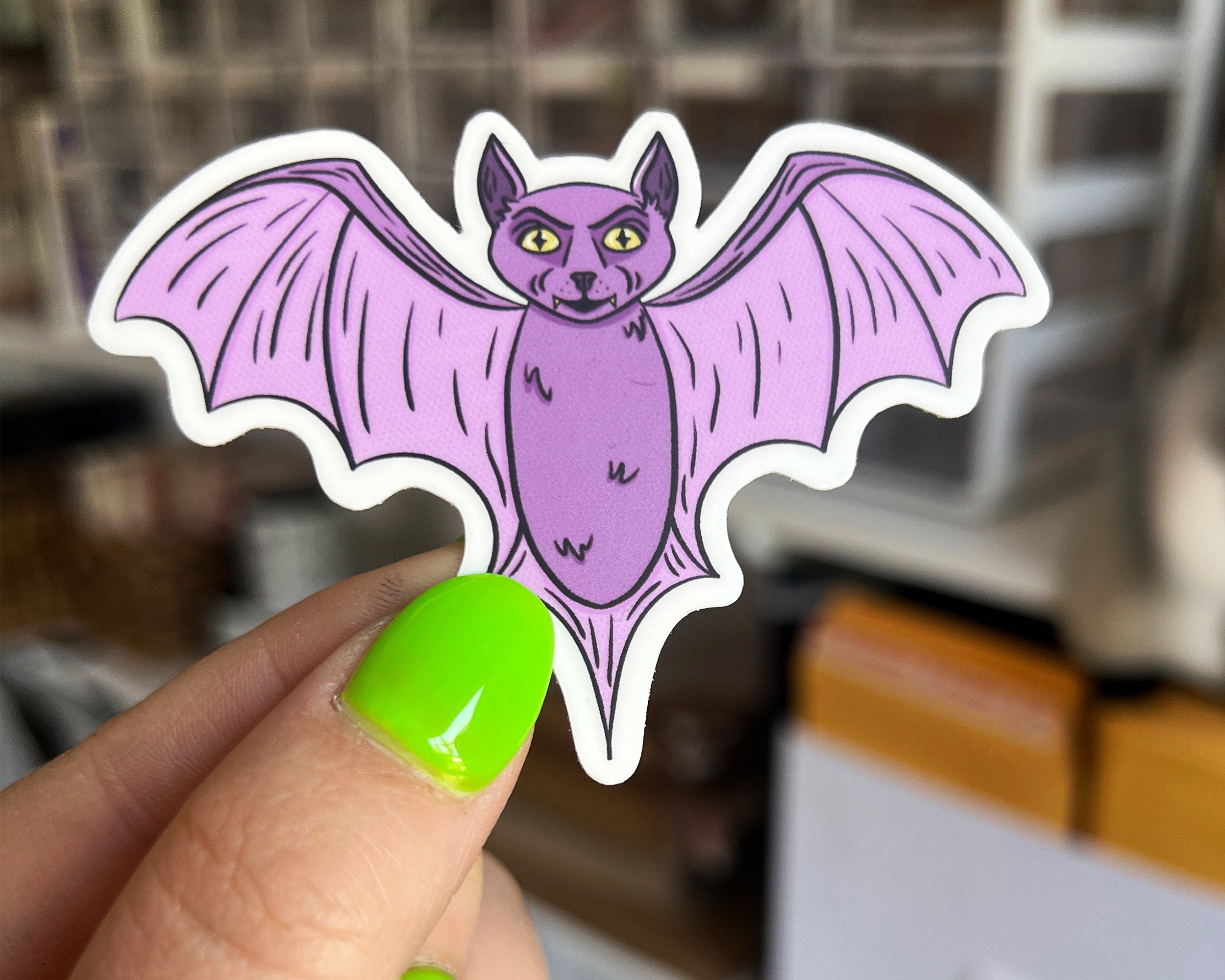 Purple Bat Horror Cute Spooky Halloween Cryptid Vampire Matte Vinyl Sticker Decal Creature of the Night Collection ST057