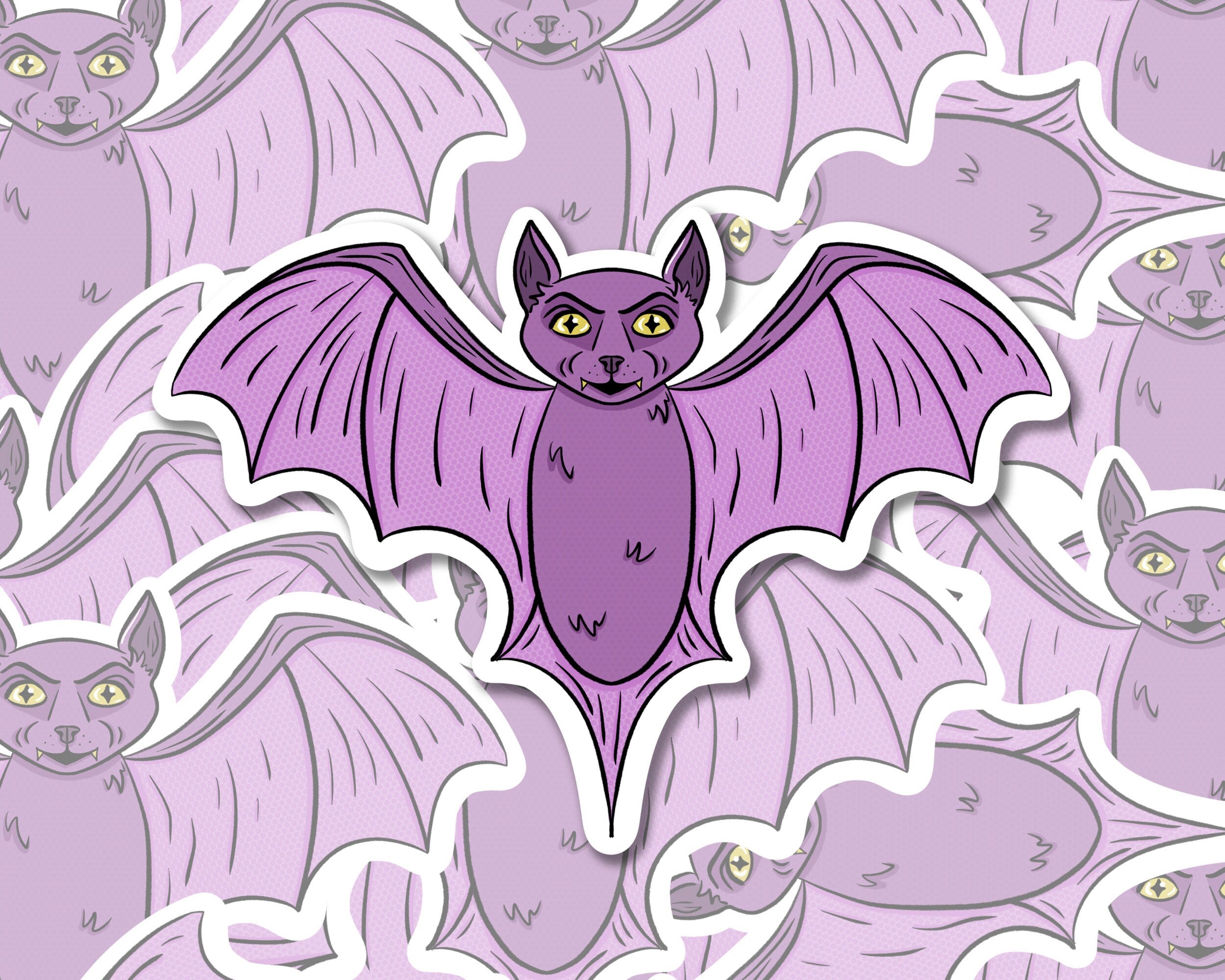 Purple Bat Sticker Cute Spooky Vampire Bat Vinyl Decal for Halloween Decor Water Bottles Laptops and Journals Witchy Goth Aesthetic ST057