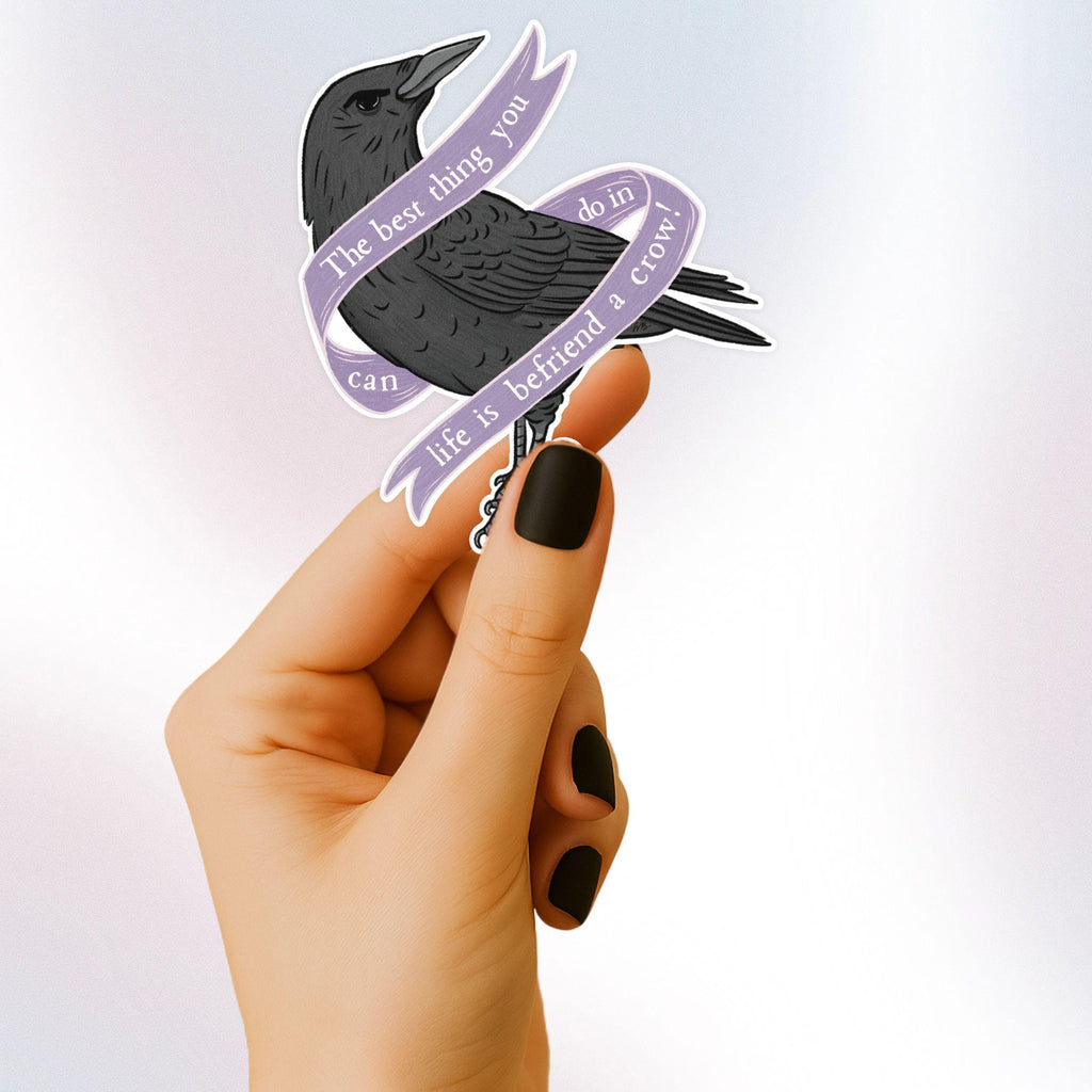 Gothic Crow Vinyl Sticker: Spooky Macabre Raven Art - Illustrated Matte Vinyl Waterproof Decal ST126