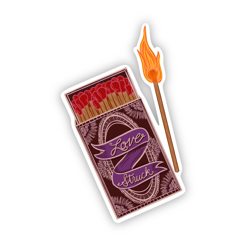 Love Struck Matchbook Sticker: Vintage Romance Illustration, Waterproof Matte Vinyl Decal ST039