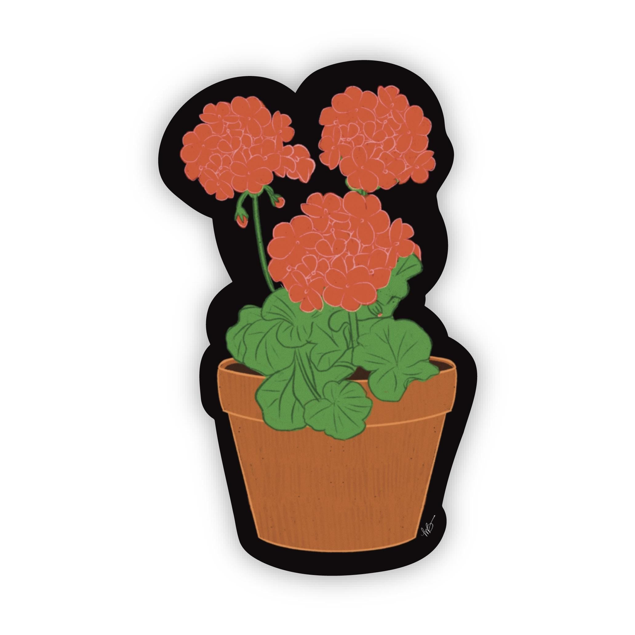 Geranium Flower Pot Sticker: Cottagecore Plant Decal ST060