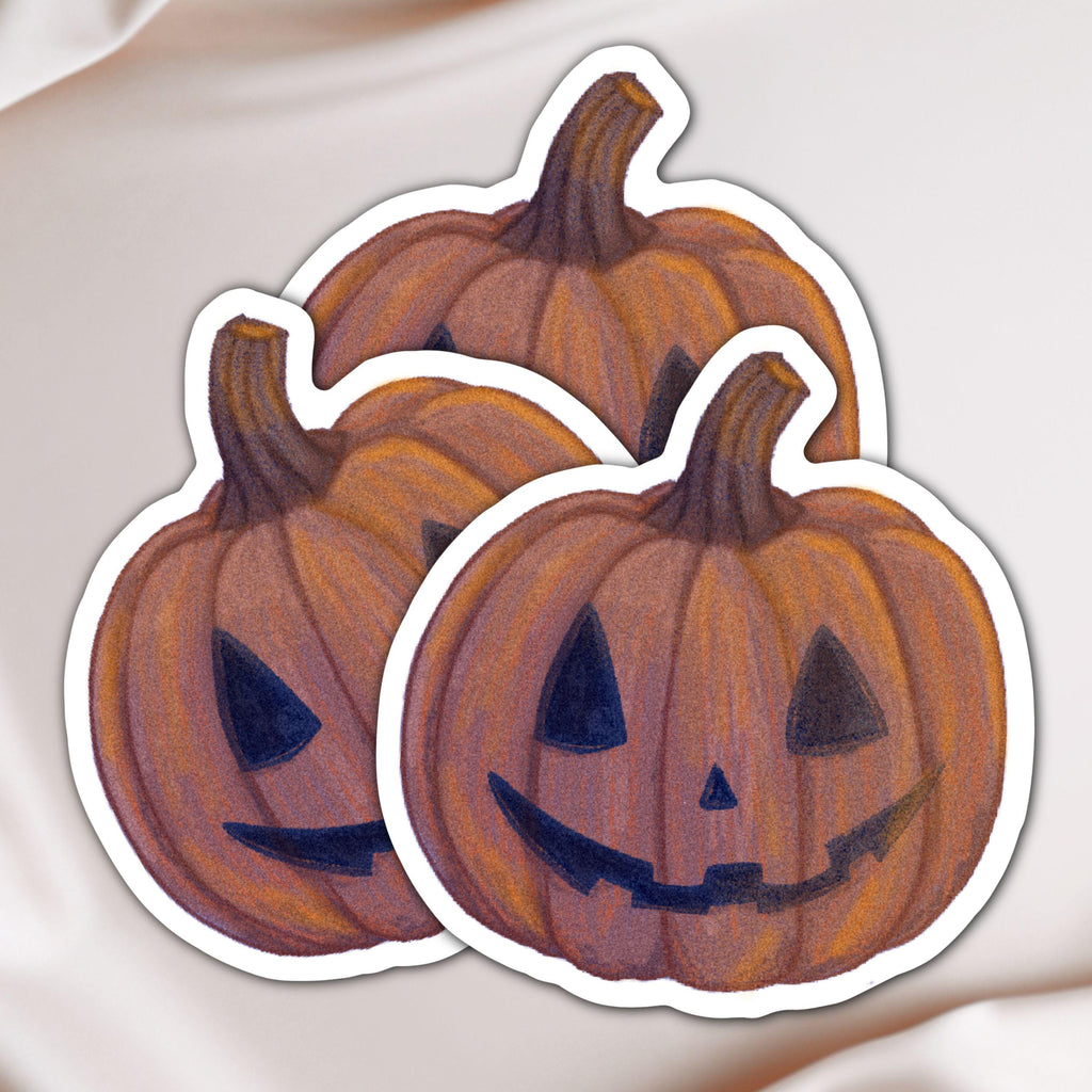 Halloween Pumpkin Sticker Illustrated Matte Vinyl Kindle and Laptop Sticker for Spooky Season ST147