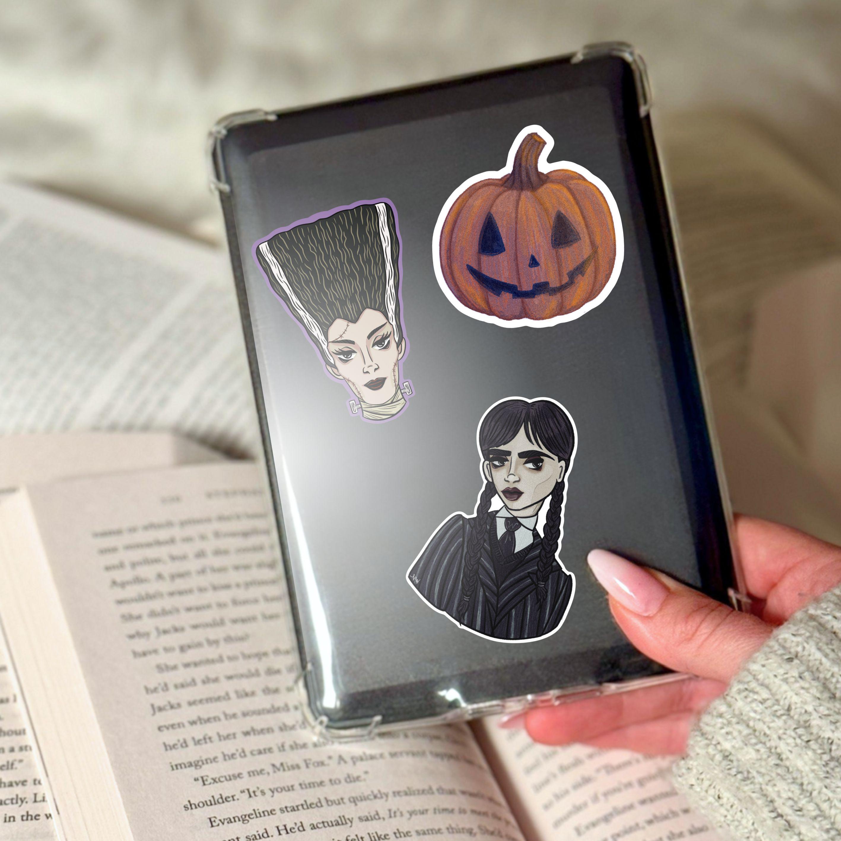 Halloween Pumpkin Sticker Illustrated Matte Vinyl Kindle and Laptop Sticker for Spooky Season ST147