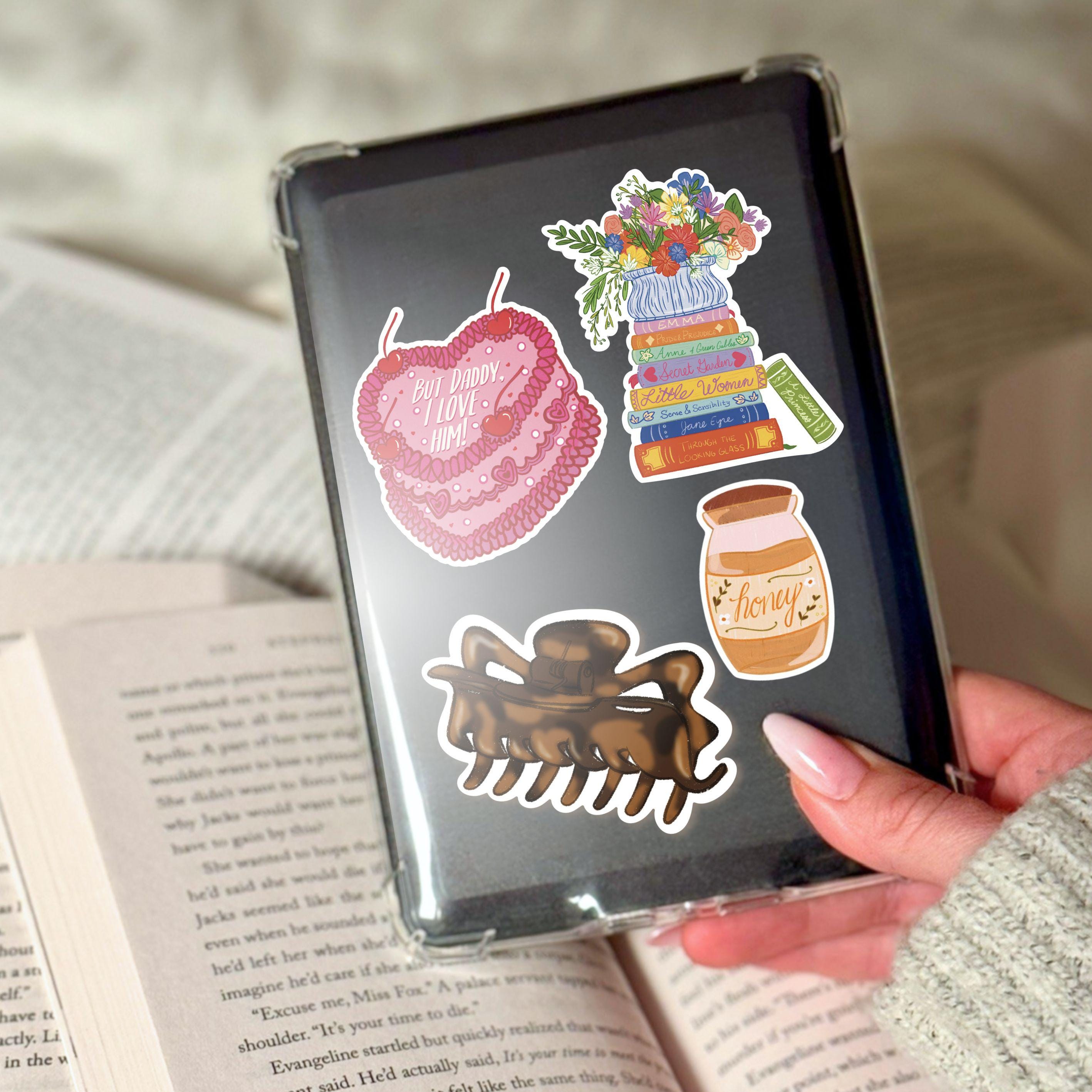 Classic Book Stack Sticker Illustrated Floral Literary Vinyl Decal Cozy Cottagecore Aesthetic Book Lover Gift Idea Jane Austen Reader ST121