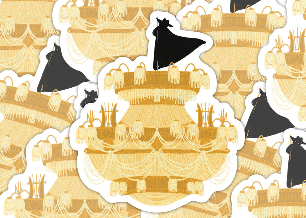 Phantom on the Chandelier Phantom of the Opera Horror Romance Musical Story Book Illustration Vinyl Water-proof Sticker Decal ST099
