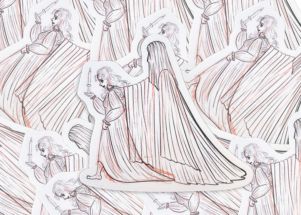 Paranormal Romance Sticker Gothic Ghost Couple Art The Guardian Original Characters Dark Academia Aesthetic Sticker Notebooks Laptop ST011