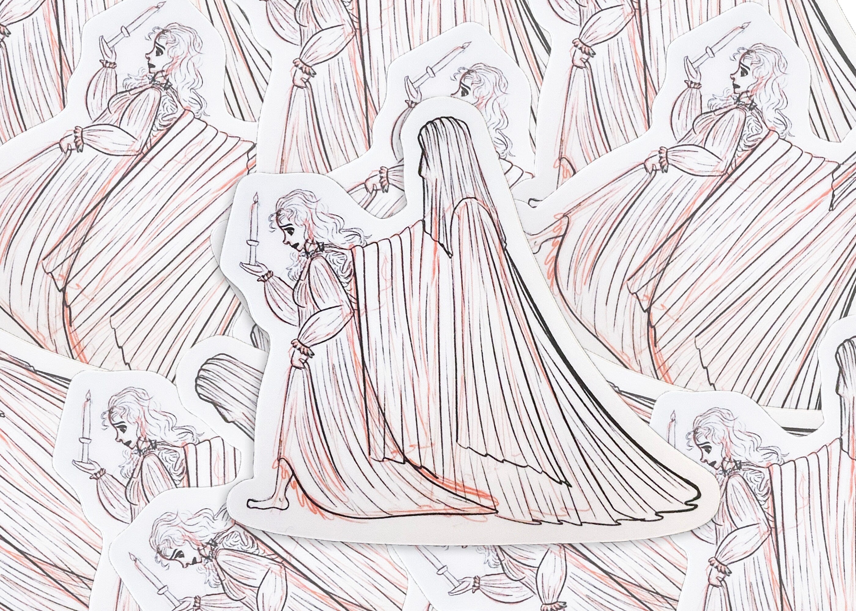 Paranormal Romance Sticker Gothic Ghost Couple Art The Guardian Original Characters Dark Academia Aesthetic Sticker Notebooks Laptop ST011