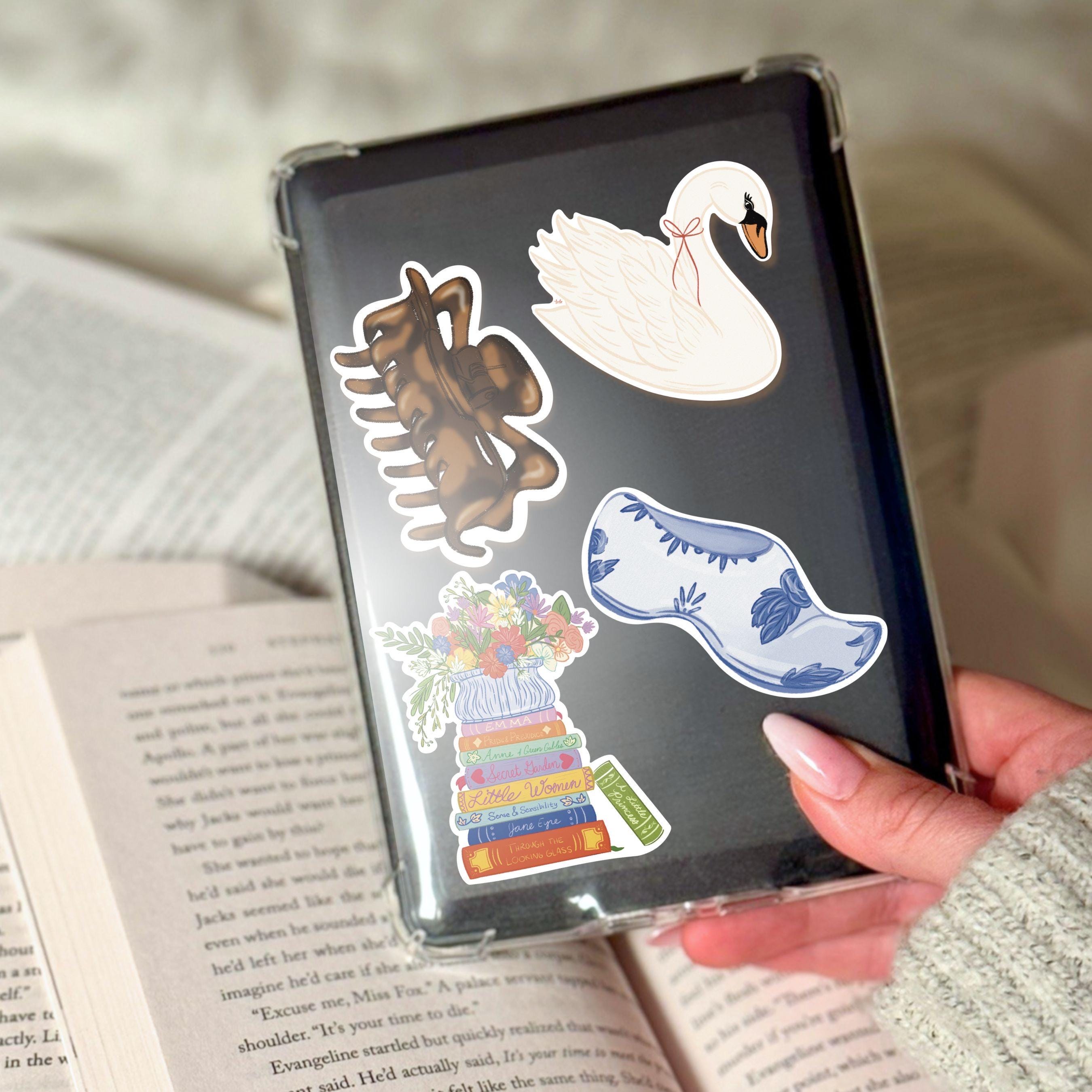 Coquette Swan Sticker Decal for Kindle Case Laptop Cover Decor Gift Idea for Best Friend Waterproof Sticker Feminine Whimsy Bird Art ST122
