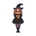 Witch Girl With Phantom of the Opera Mask Holding a Pumpkin Sticker Retro Cute Illustration made of Waterproof Matte Vinyl ST048