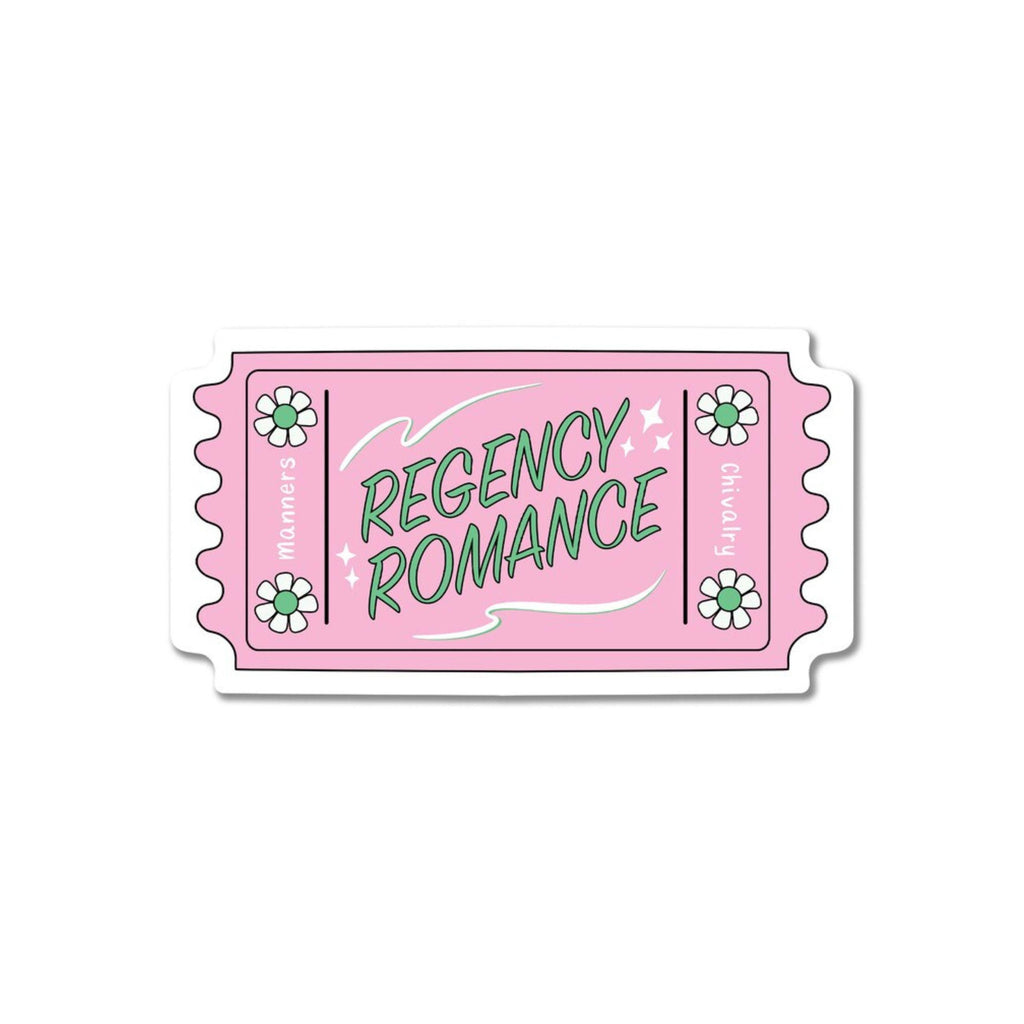 Regency Romance Sticker Pink and Green Ticket Stub Decal for Kindle Case and Laptop Cover Waterproof Sticker Bookish Gift Idea for Her ST056