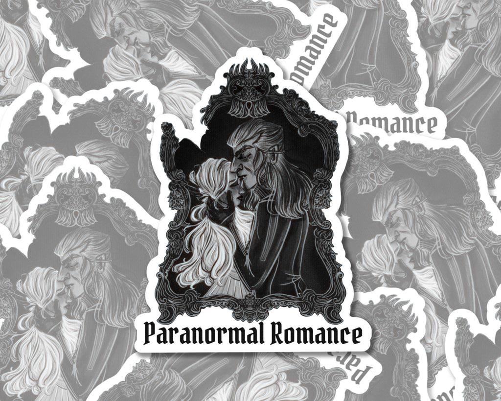 Paranormal Romance Couple Illustration Black and White kindle cover monster fairy fan vampire phantom Vinyl Water-proof Sticker Decal ST041