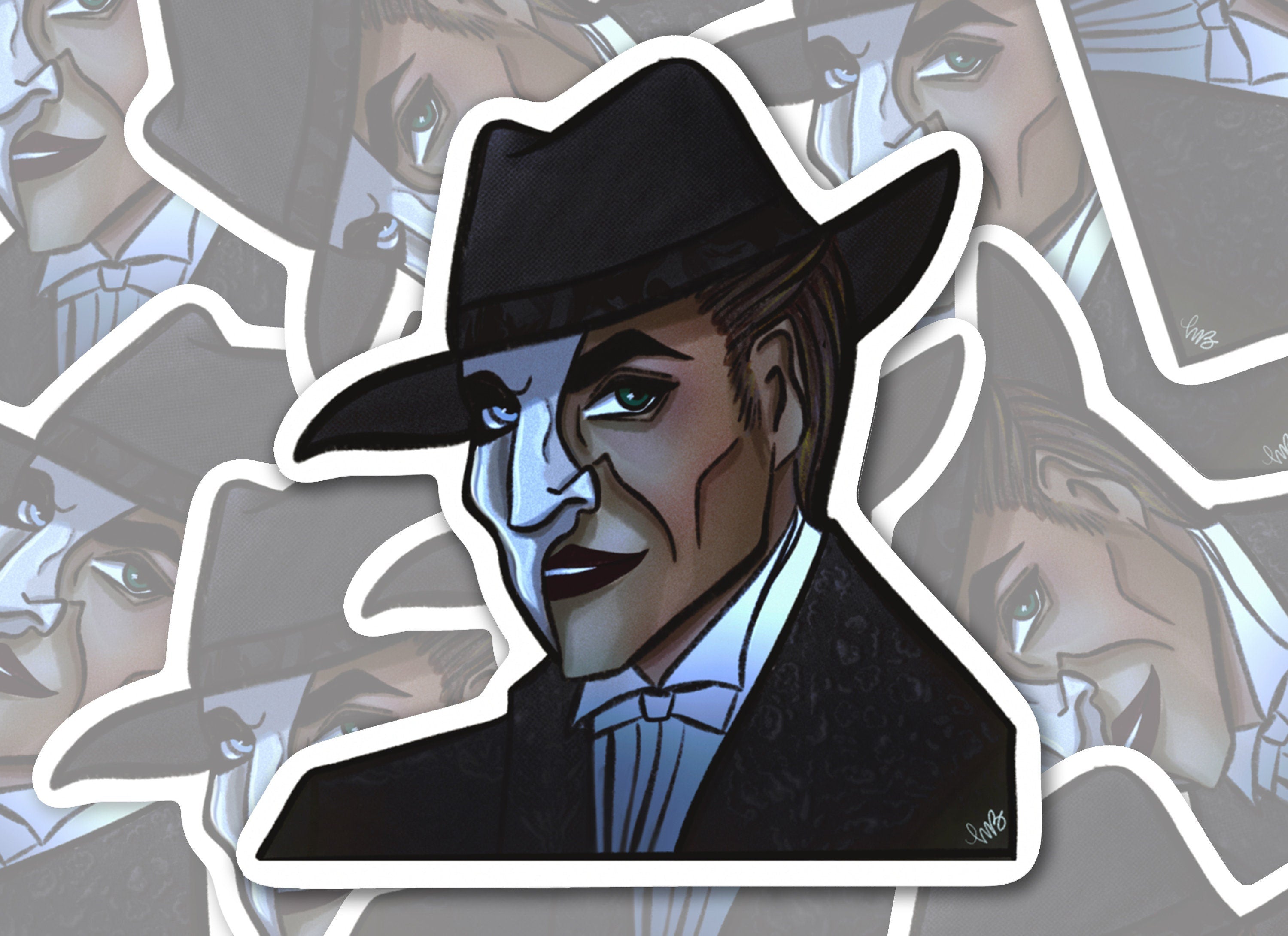 The Phantom Masked Broadway Musical Horror Monster Classic Character Gothic Romance Enemies to Lovers Vinyl Water-proof Sticker Decal ST093