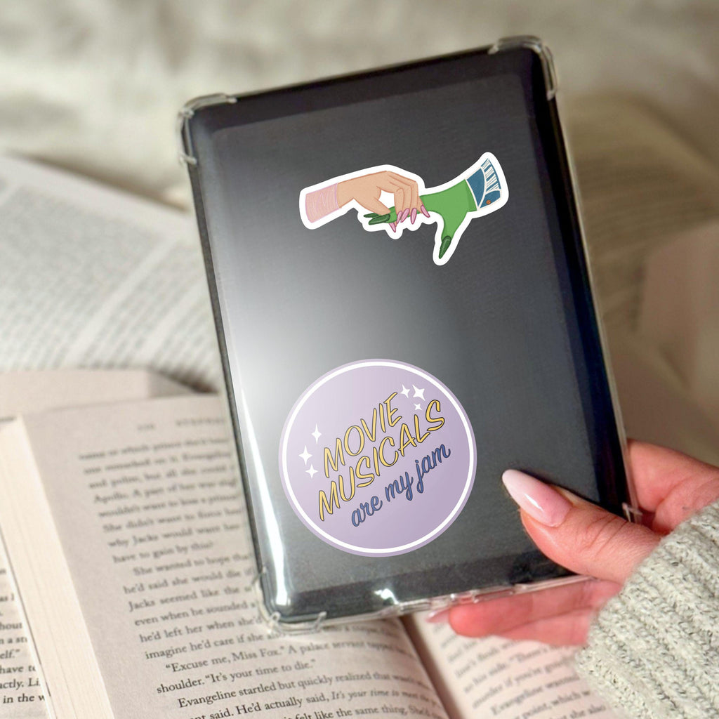 Holding Space Wicked Sticker Broadway Movie Musical Illustration Decal Theater Fans Elphaba and Glinda the Good Witch Pink Green Hands ST059