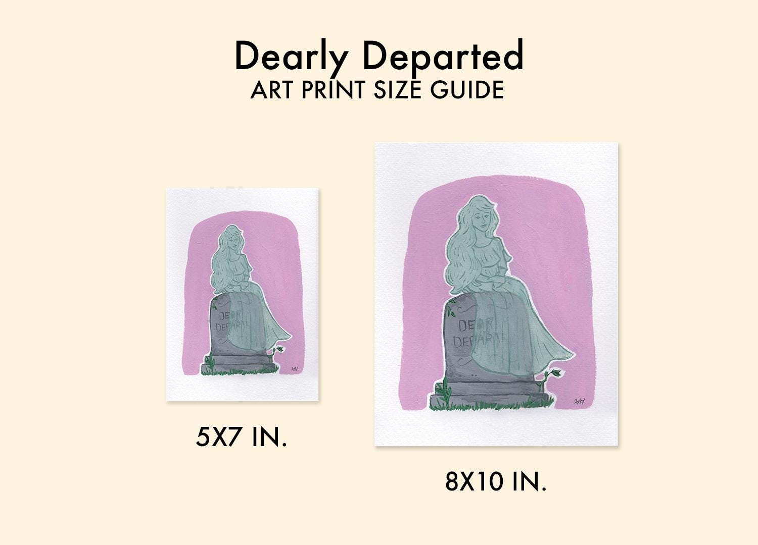 Ghost Art Print: Spooky Cemetery Gothic Home Decor (5x7 8.5x11)