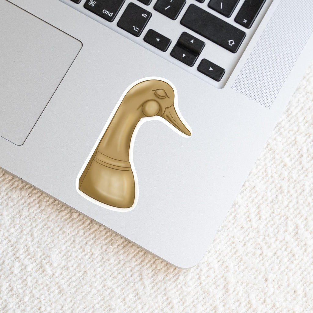 Brass Duck Book ends and Doorstop Illustration Waterproof Matte Vinyl Sticker L-ST053 R-ST054