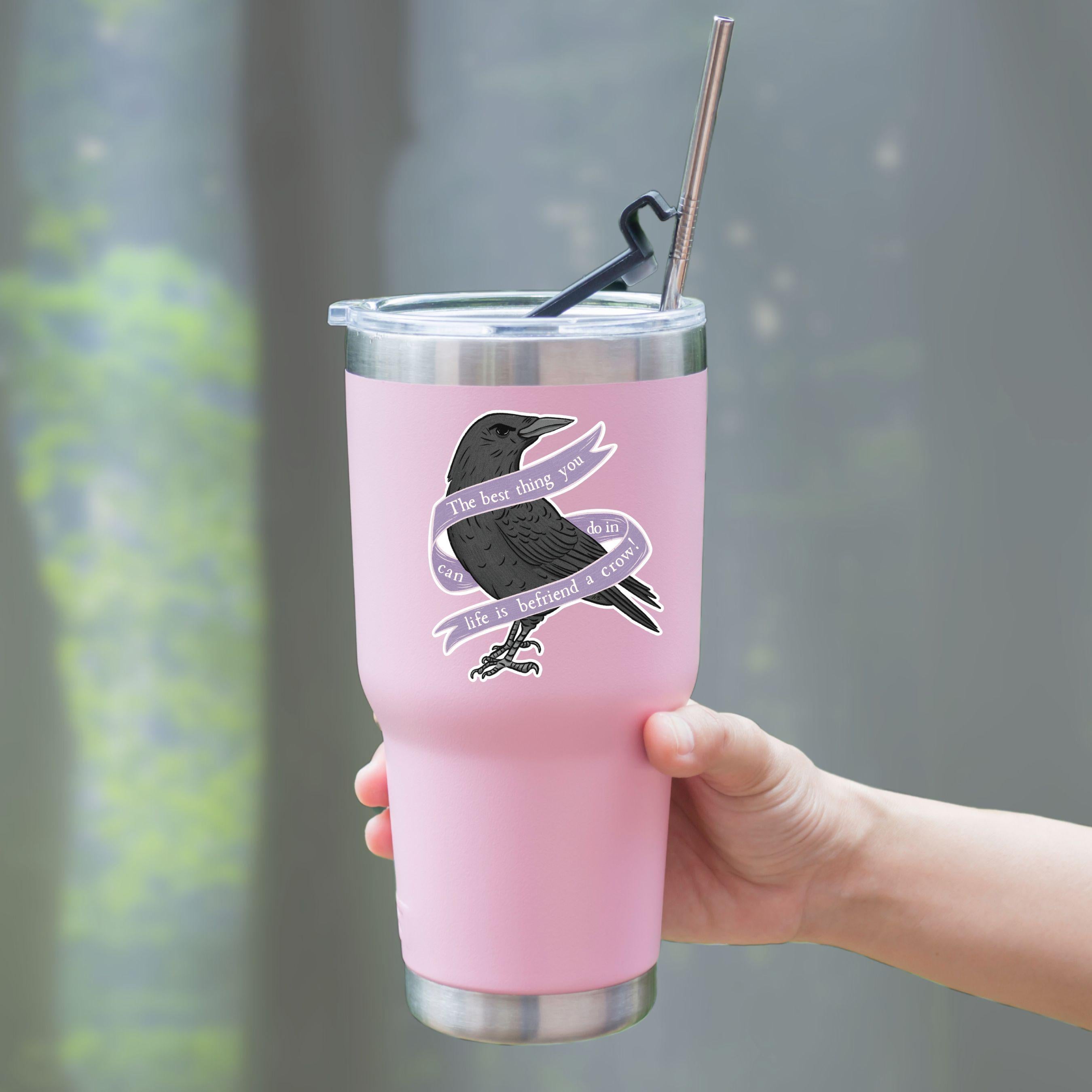 Gothic Crow Vinyl Sticker: Spooky Macabre Raven Art - Illustrated Matte Vinyl Waterproof Decal ST126