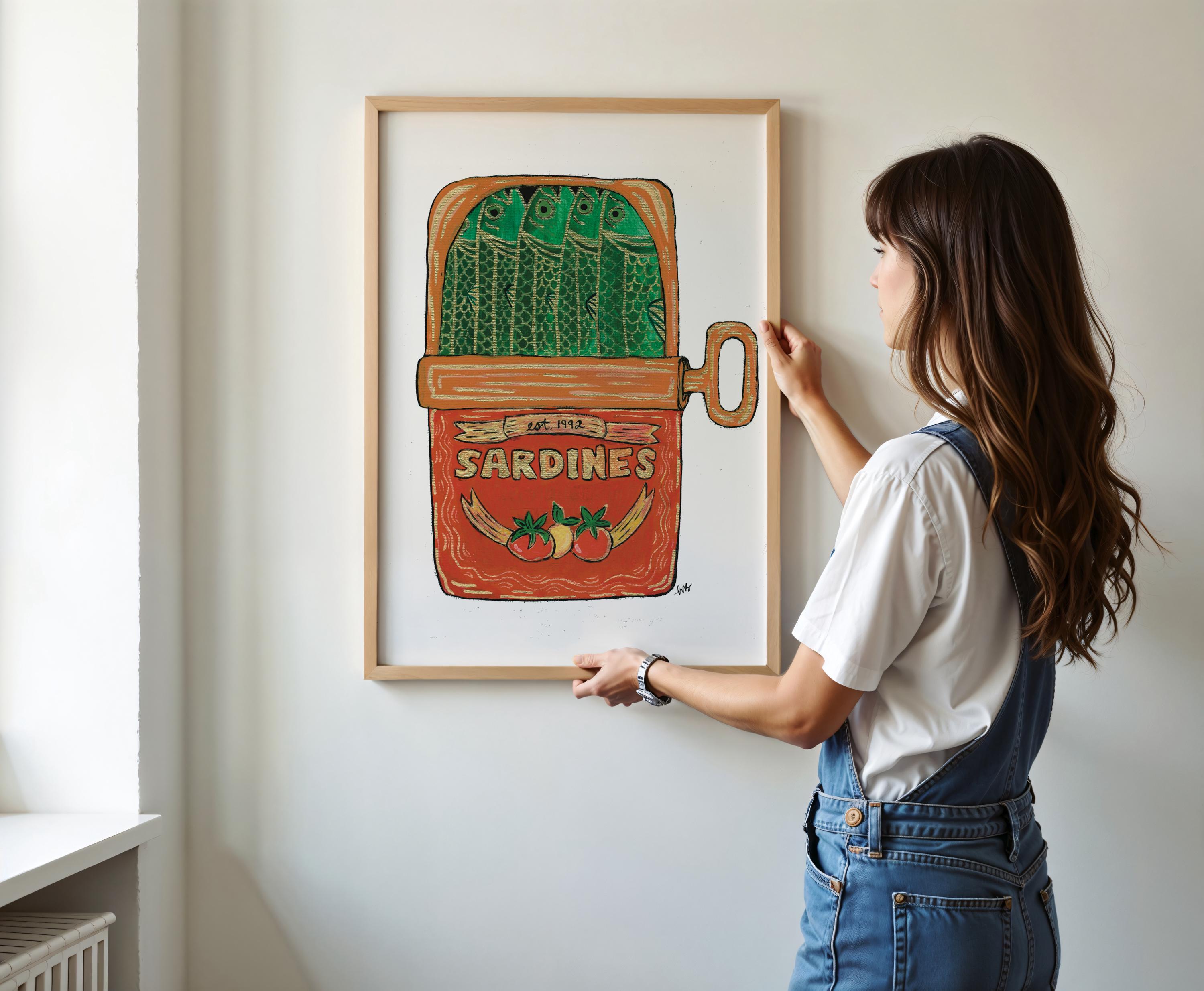 Sardines Tin Instant Download Artwork For Gallery Wall Print Kitchen Home Decor Printable Art for Electric Aesthetic Apartment Decoration