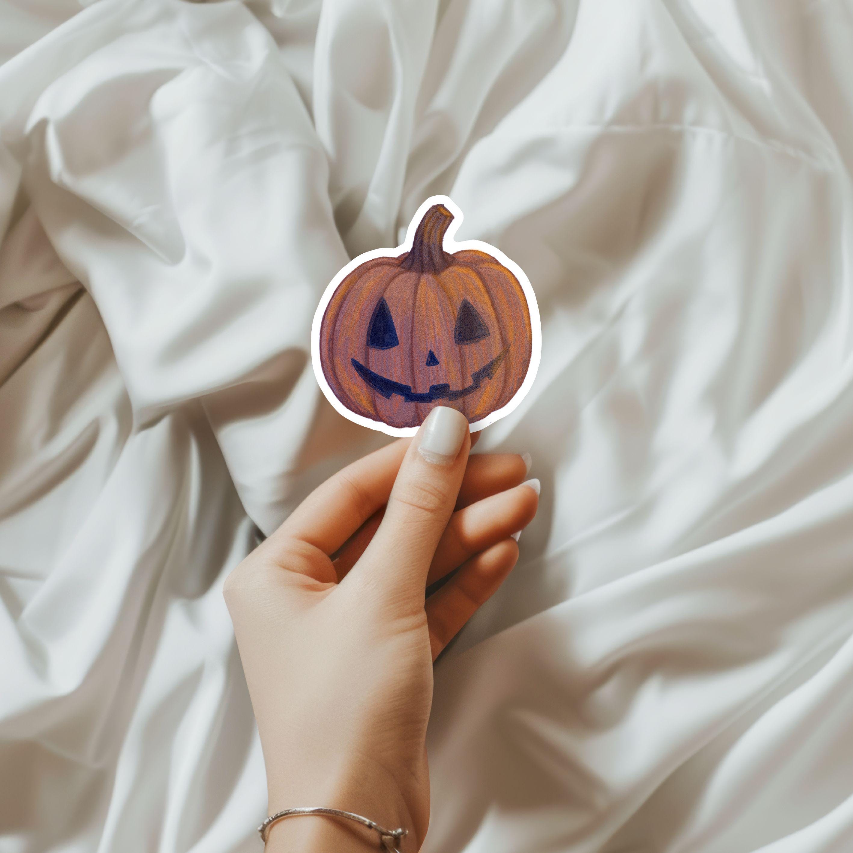Halloween Pumpkin Sticker Illustrated Matte Vinyl Kindle and Laptop Sticker for Spooky Season ST147