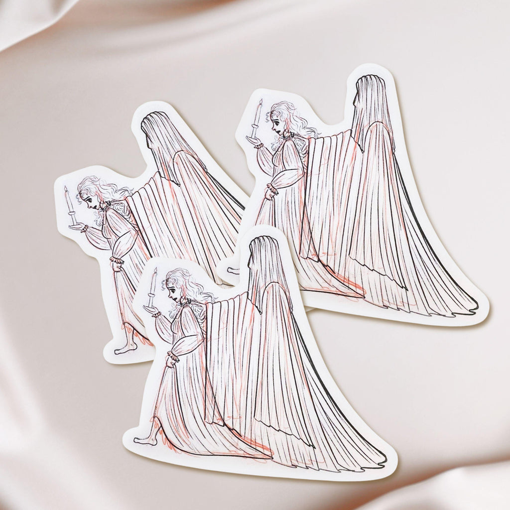 Paranormal Romance Sticker Gothic Ghost Couple Art The Guardian Original Characters Dark Academia Aesthetic Sticker Notebooks Laptop ST011