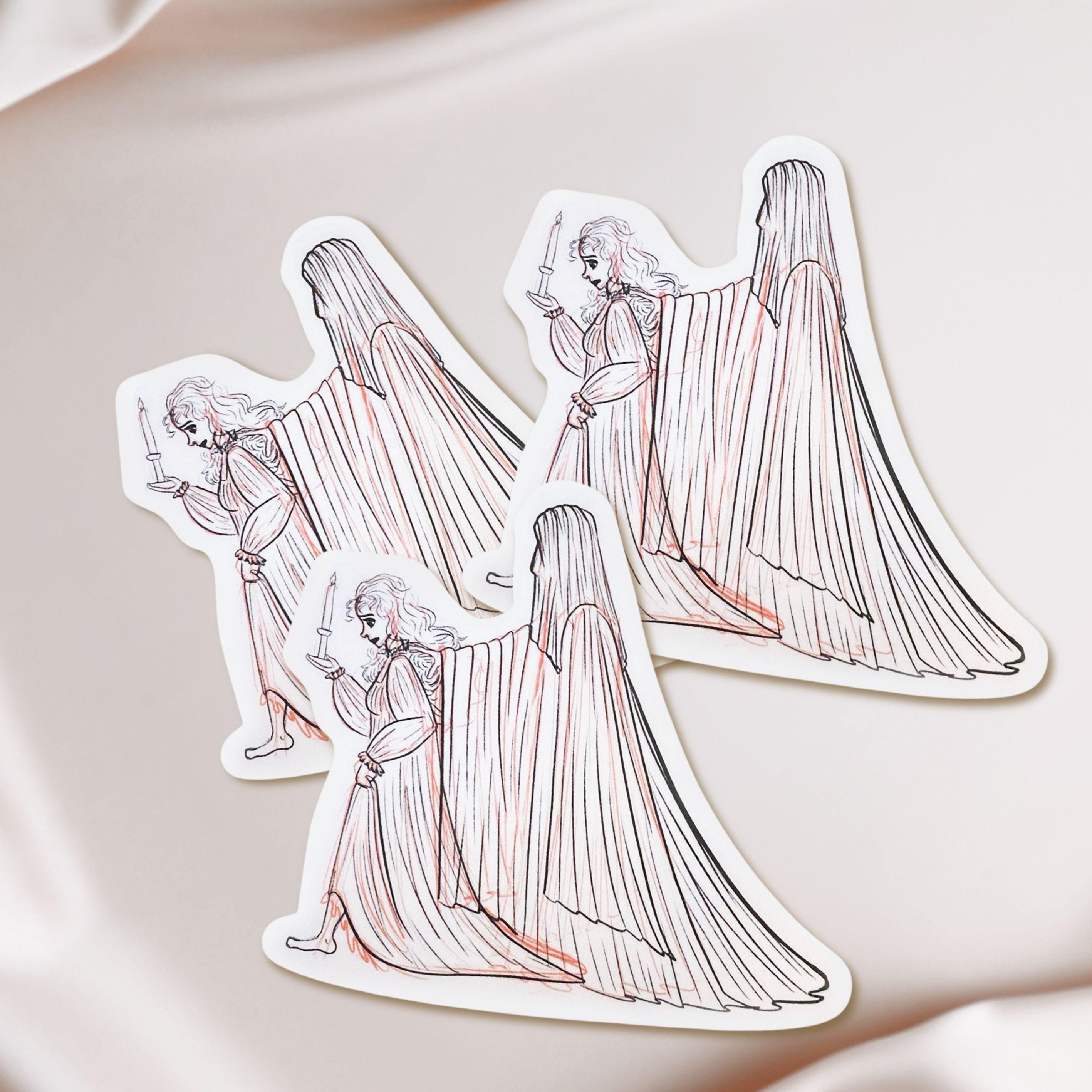 Paranormal Romance Sticker Gothic Ghost Couple Art The Guardian Original Characters Dark Academia Aesthetic Sticker Notebooks Laptop ST011