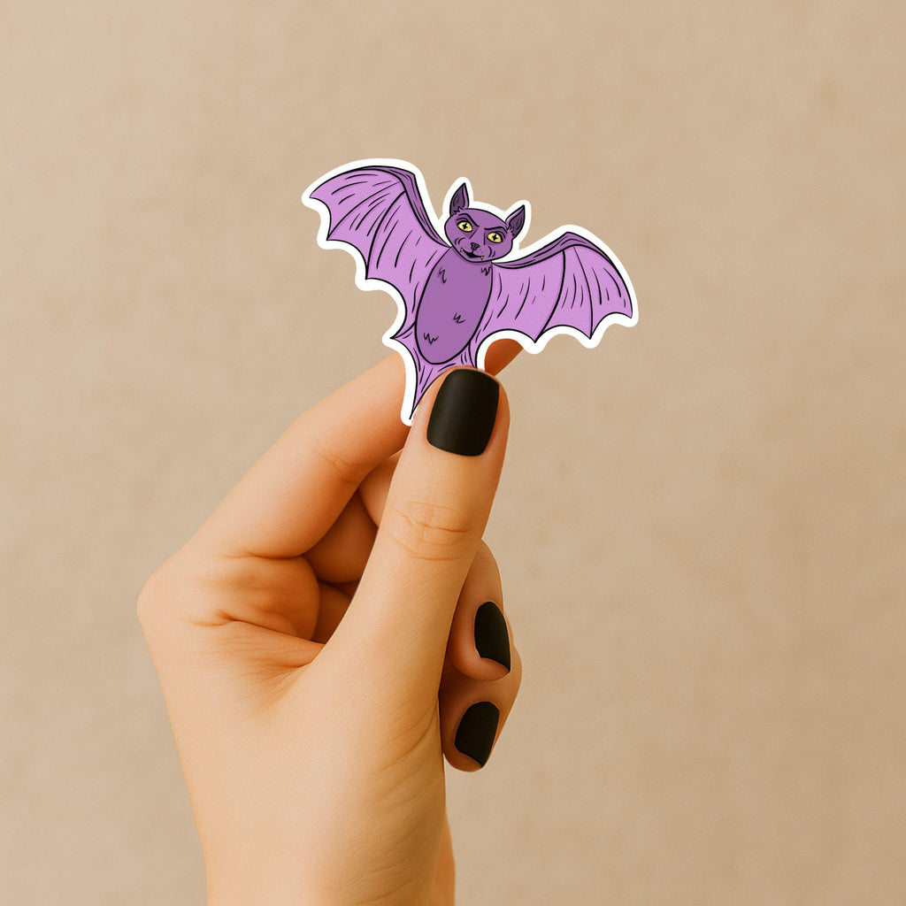 Purple Bat Sticker Cute Spooky Vampire Bat Vinyl Decal for Halloween Decor Water Bottles Laptops and Journals Witchy Goth Aesthetic ST057