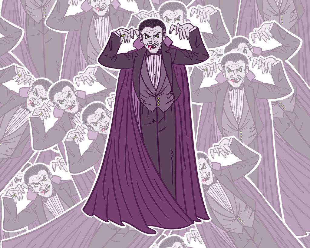 Gothic Vampire Sticker in Purple Tones Dracula Waterproof Decal for Laptop Kindle Journal Spooky Paranormal Gift for Horror Lovers ST029