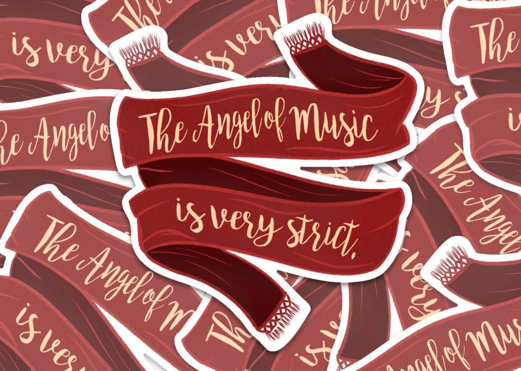 The Angel of Music is Very Strict Phantom of the Opera Musical Red Scarf Broadway Gothic Romance Vinyl Water-proof Sticker Decal ST028