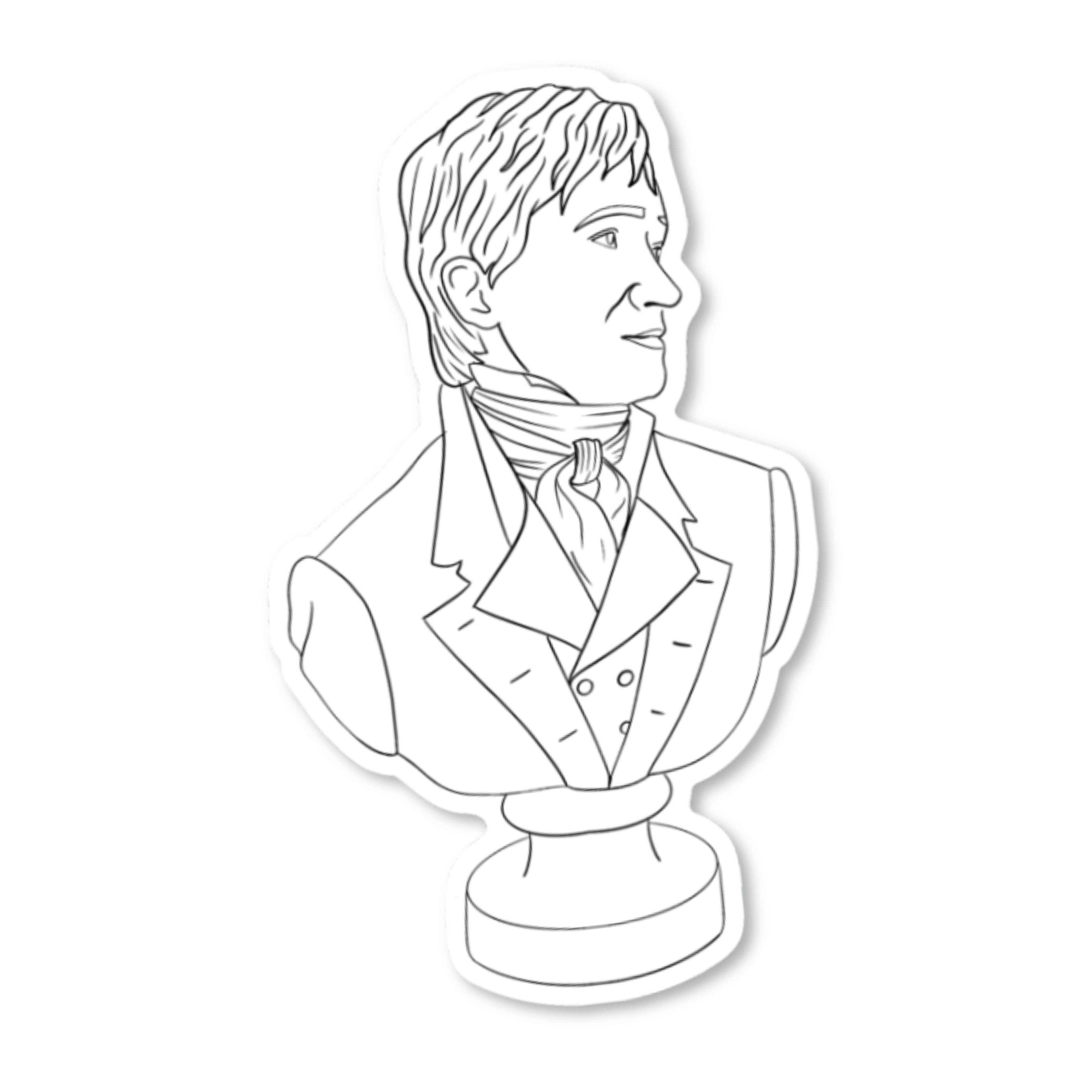 Mr. Darcy Bust Sticker Pride and Prejudice Reader Gift Idea Bookish Lover Kindle Case Sticker for Jane Austen Fan Bookish Friend Gift ST079