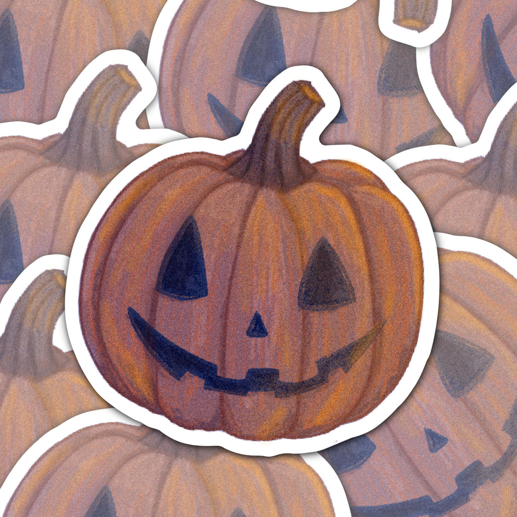 Halloween Pumpkin Sticker Illustrated Matte Vinyl Kindle and Laptop Sticker for Spooky Season ST147