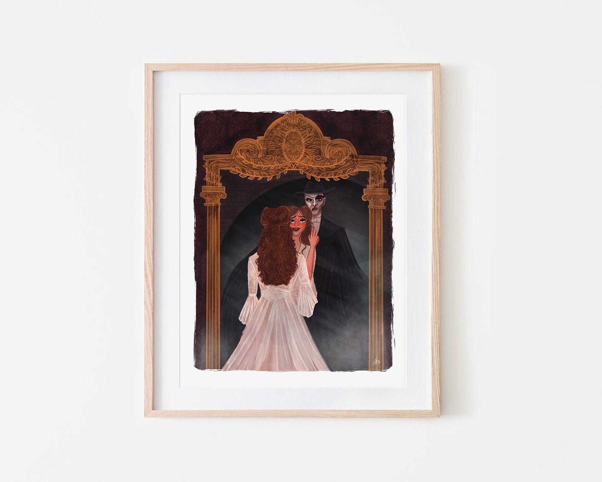 Phantom of the Opera Inspired Illustration Gallery Wall Art Print Gift for Broadway Fan Home Decor Art Print for Music Room Wall Decor Print